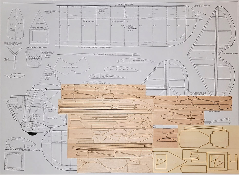 laser cut short kit components for Aeronca C-1 Scout