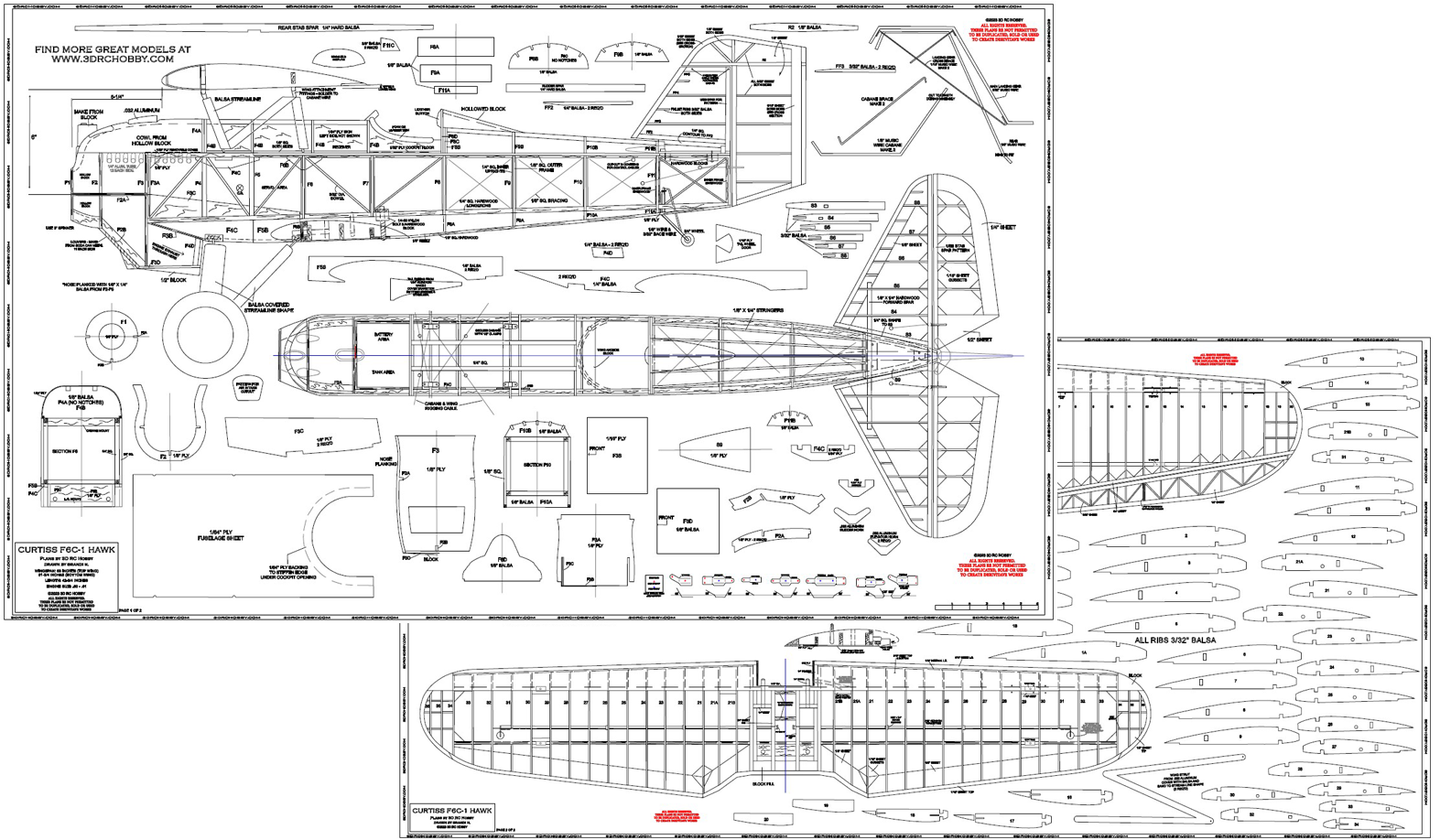 RC Airplane Plans for Curtiss F6C1 Hawk