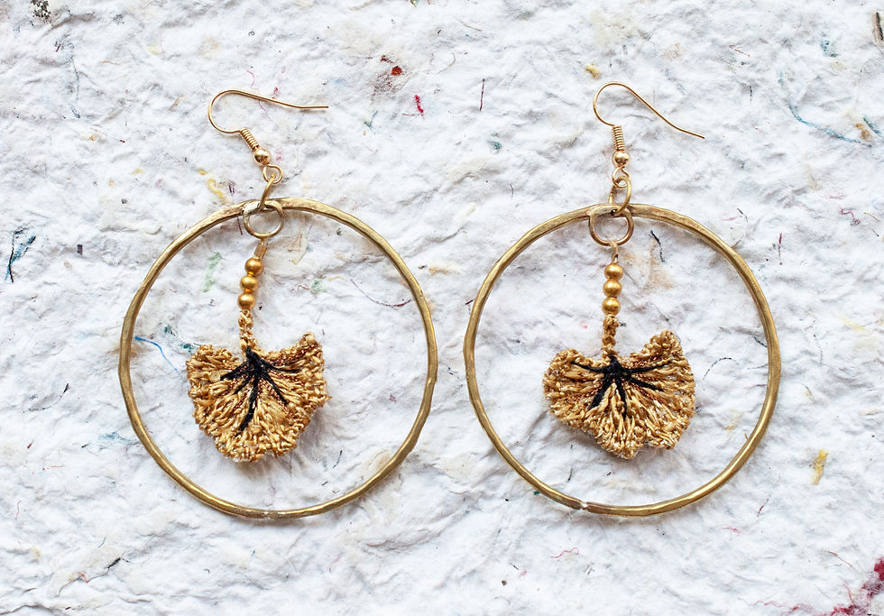 Miniature : Créoles Gingko laiton ou argent