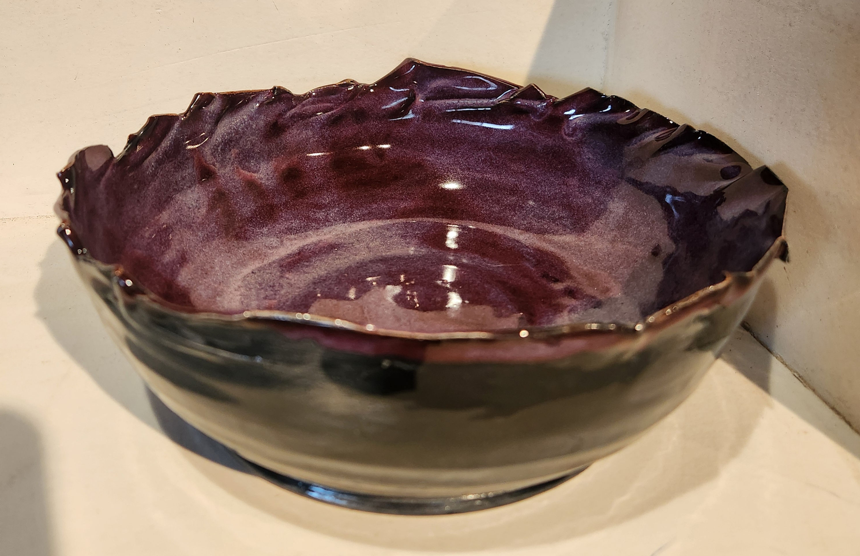 Large purple serving bowl