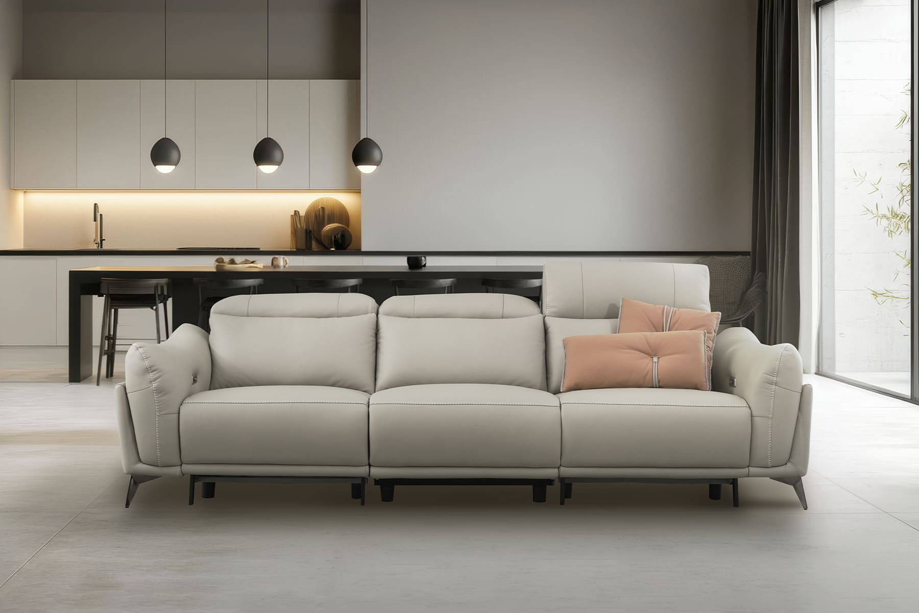 EN-62070｜三人座全牛皮電動沙發