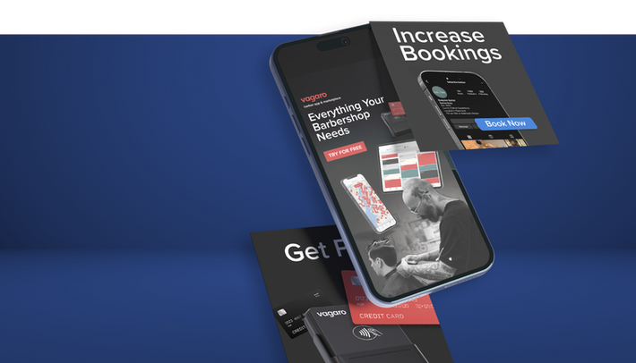 Cell phone with modules on blue background