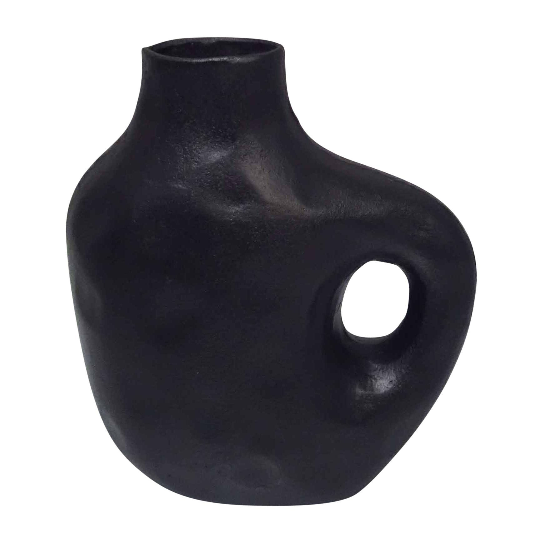 Black hammered vase