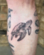 Black and white sea turtle tattoo by artists