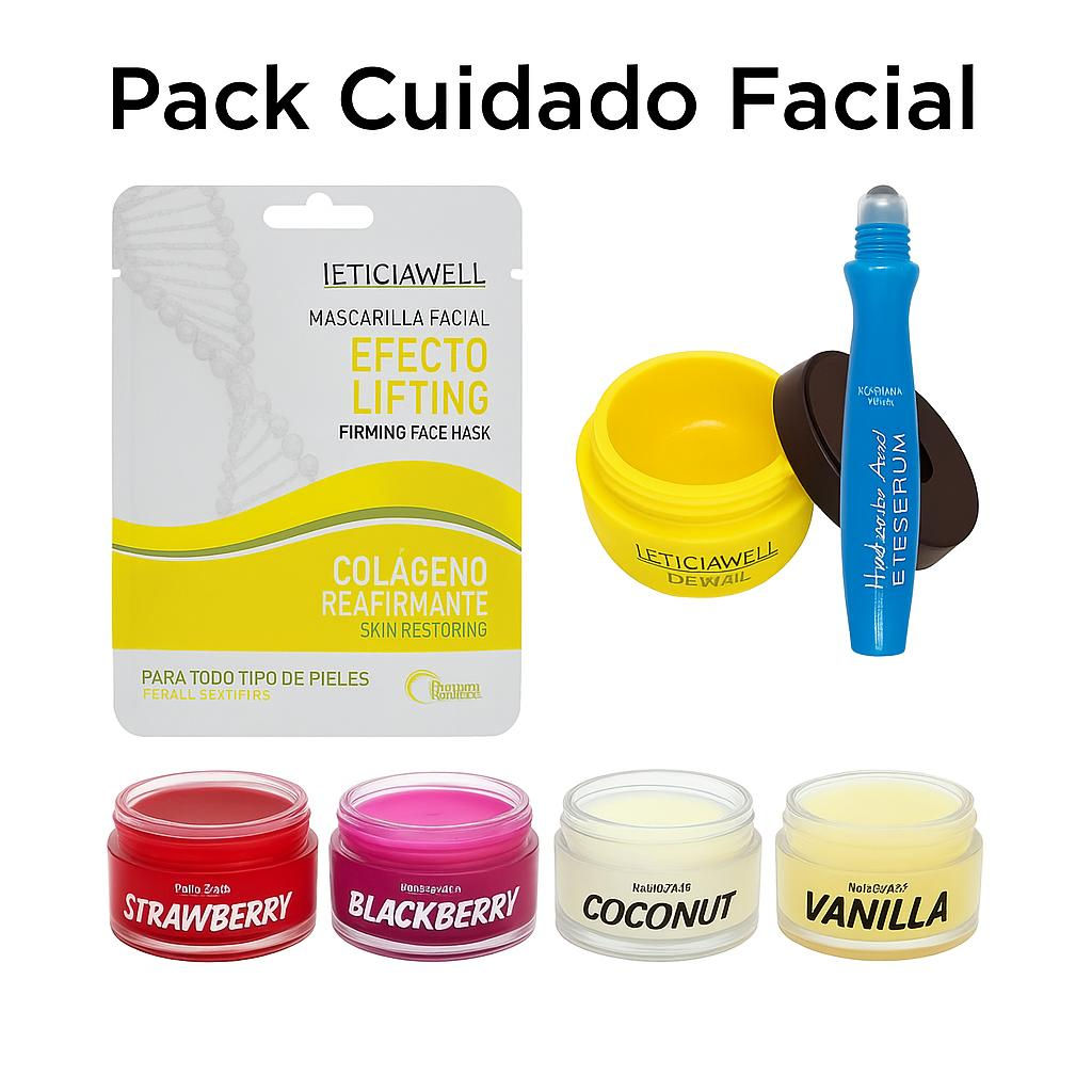Skin care - Mascarilla, sérum, exfoliante labial y máscarilla labial.