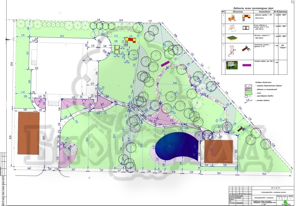 Посадочный чертеж в ландшафтном дизайне