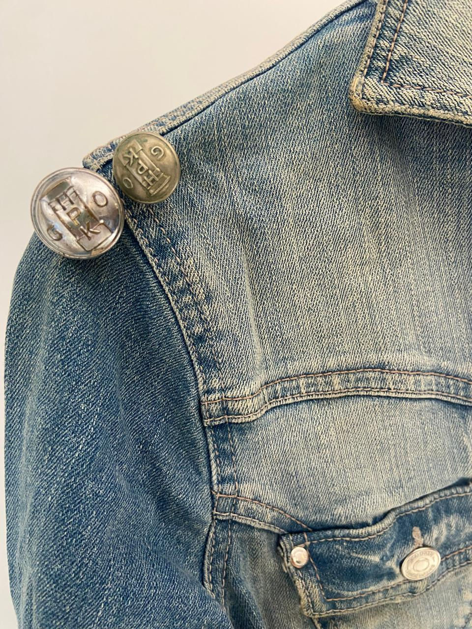 Thumbnail: Godmother Signature – Houndstooth-Lined Denim Jacket (Size S) - Luxury item