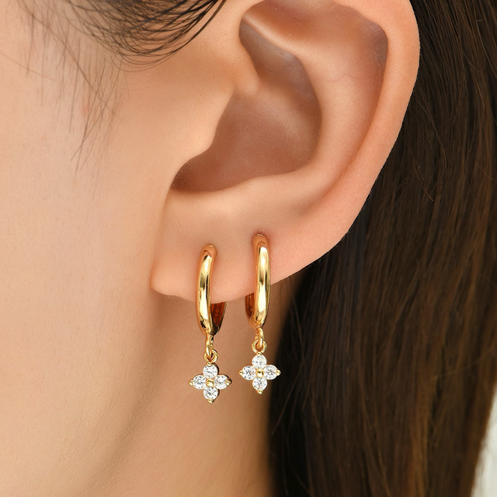 Thumbnail: 925 Sterling Silver leaf  Earrings Jewelry 