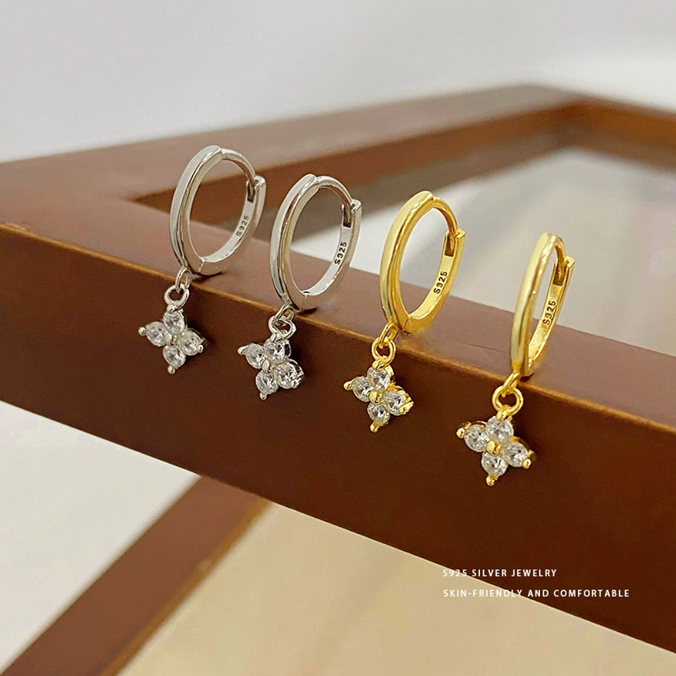 Thumbnail: 925 Sterling Silver leaf  Earrings Jewelry 