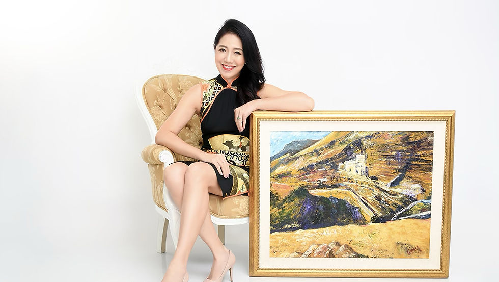 Grace Chew with artworks