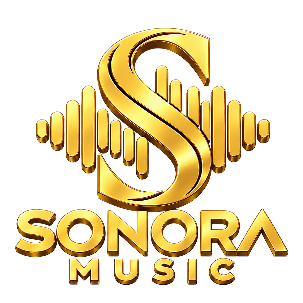 SONORA Music Transparent 3D gold logo.png
