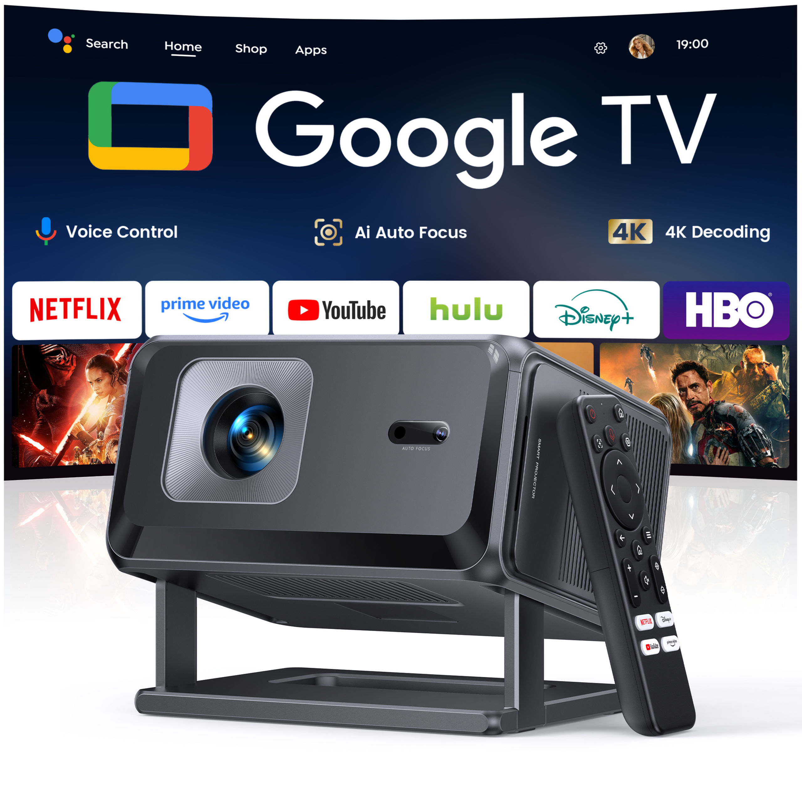TOPTRO TP3 Native 1080P Short-Throw Projector