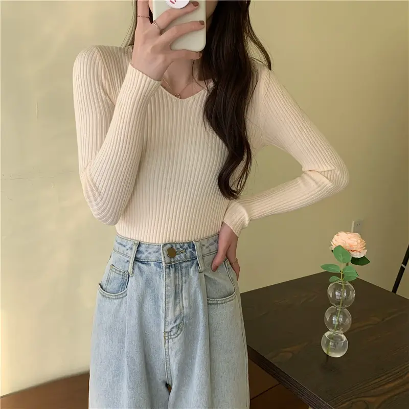 Thumbnail: Casual Long Sleeve Knitted Pullover 2026 Autumn Winter Women Sweaters Femme Basi