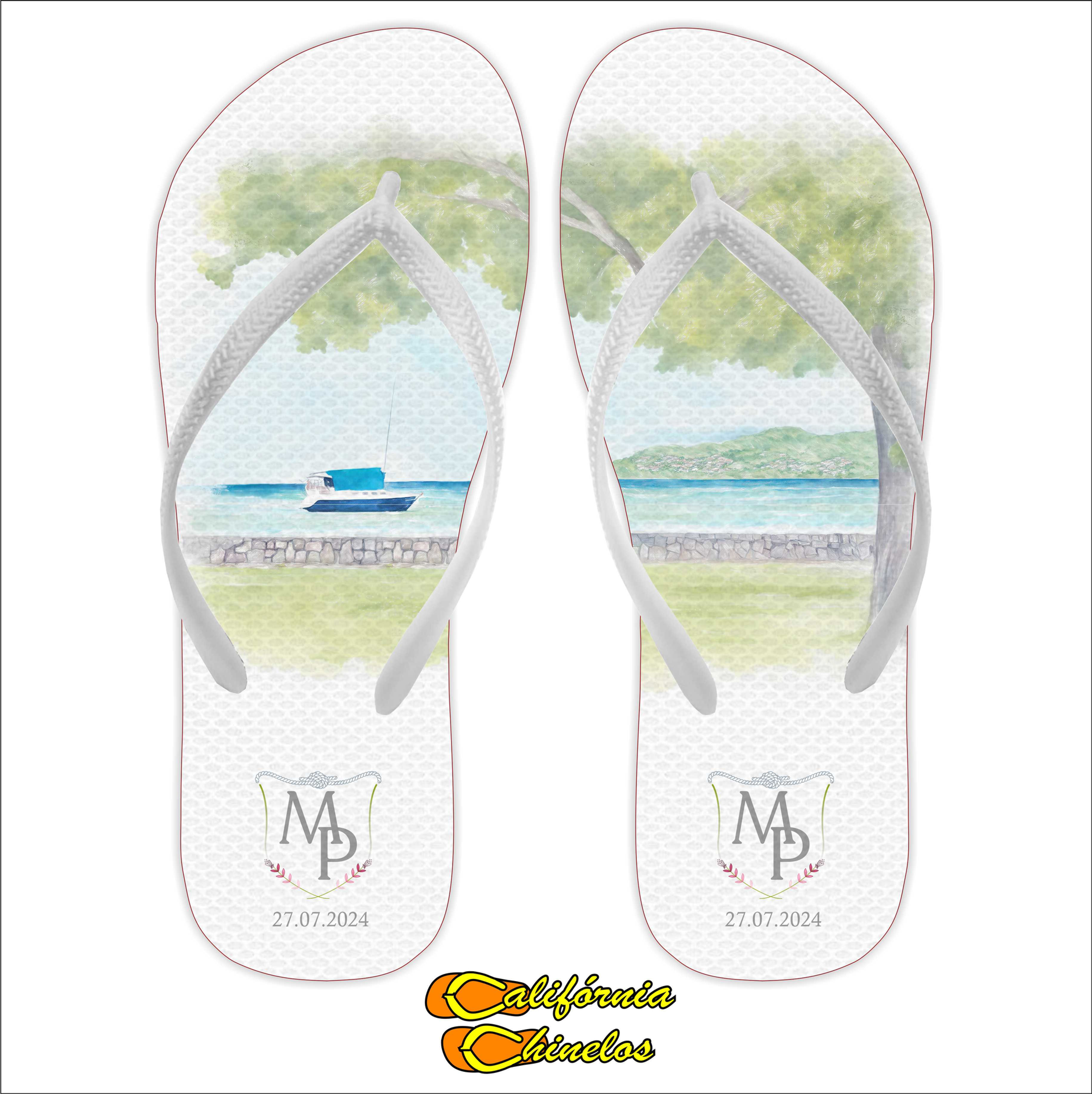 CHINELO PARA CASAMENTO AQUARELA
