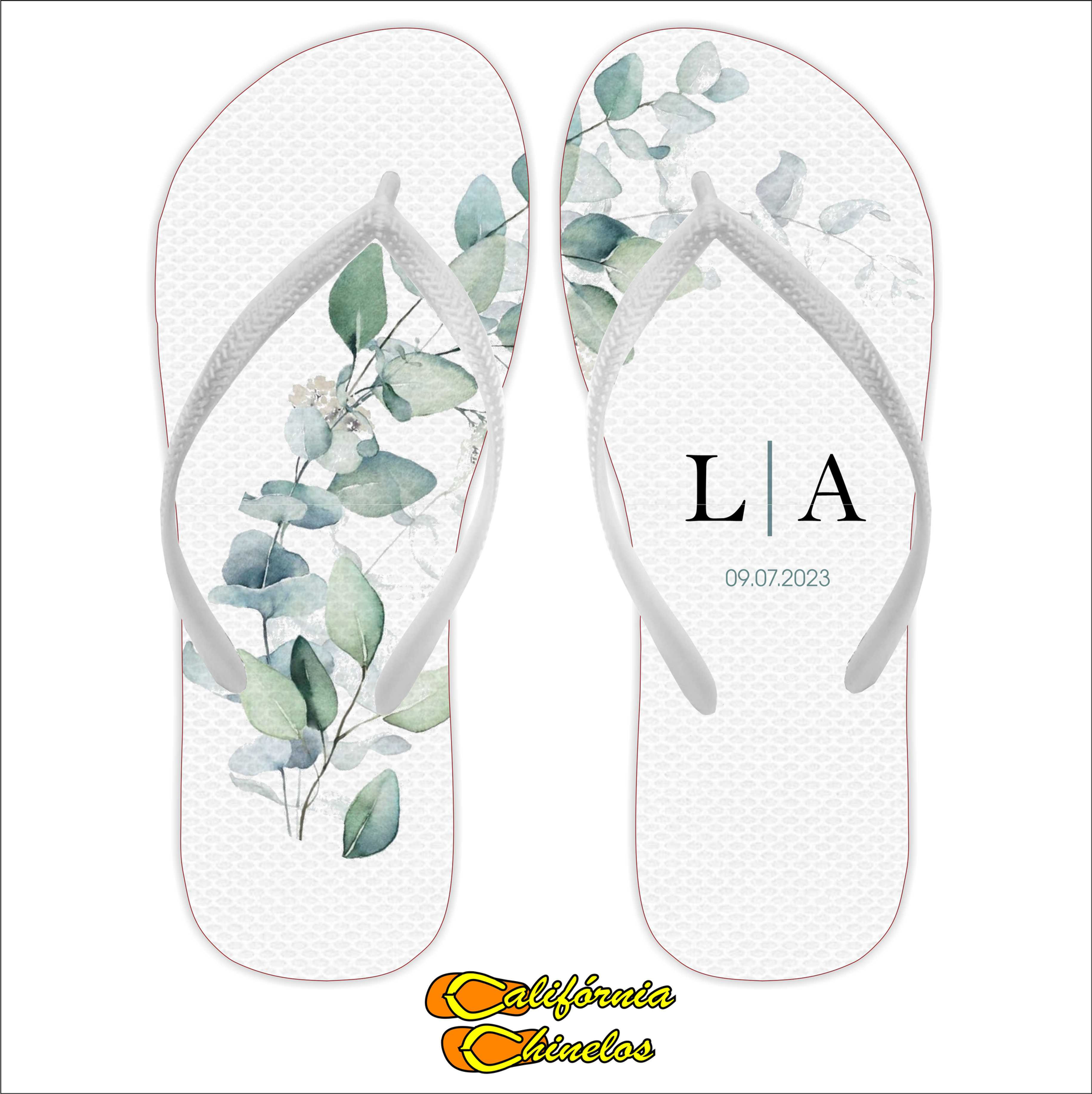 Chinelo Personalizado para Casamento Folhas