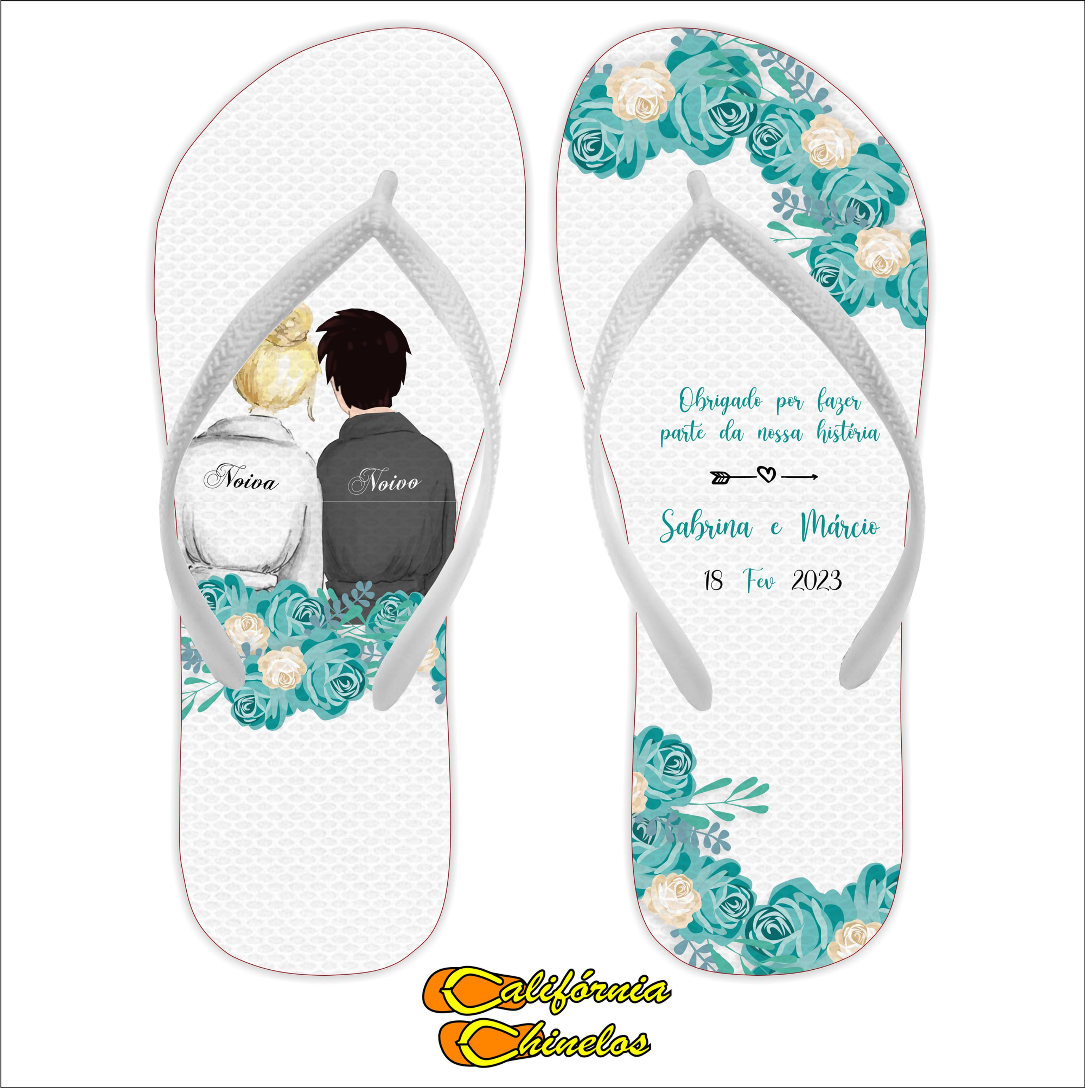 Chinelo Personalizado para Casamento Noivos Tiffany