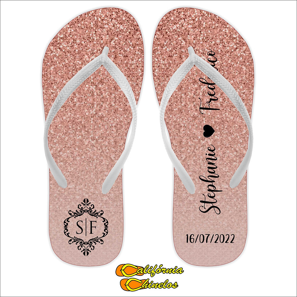 Chinelo Personalizado para Casamento Glitter Degrade