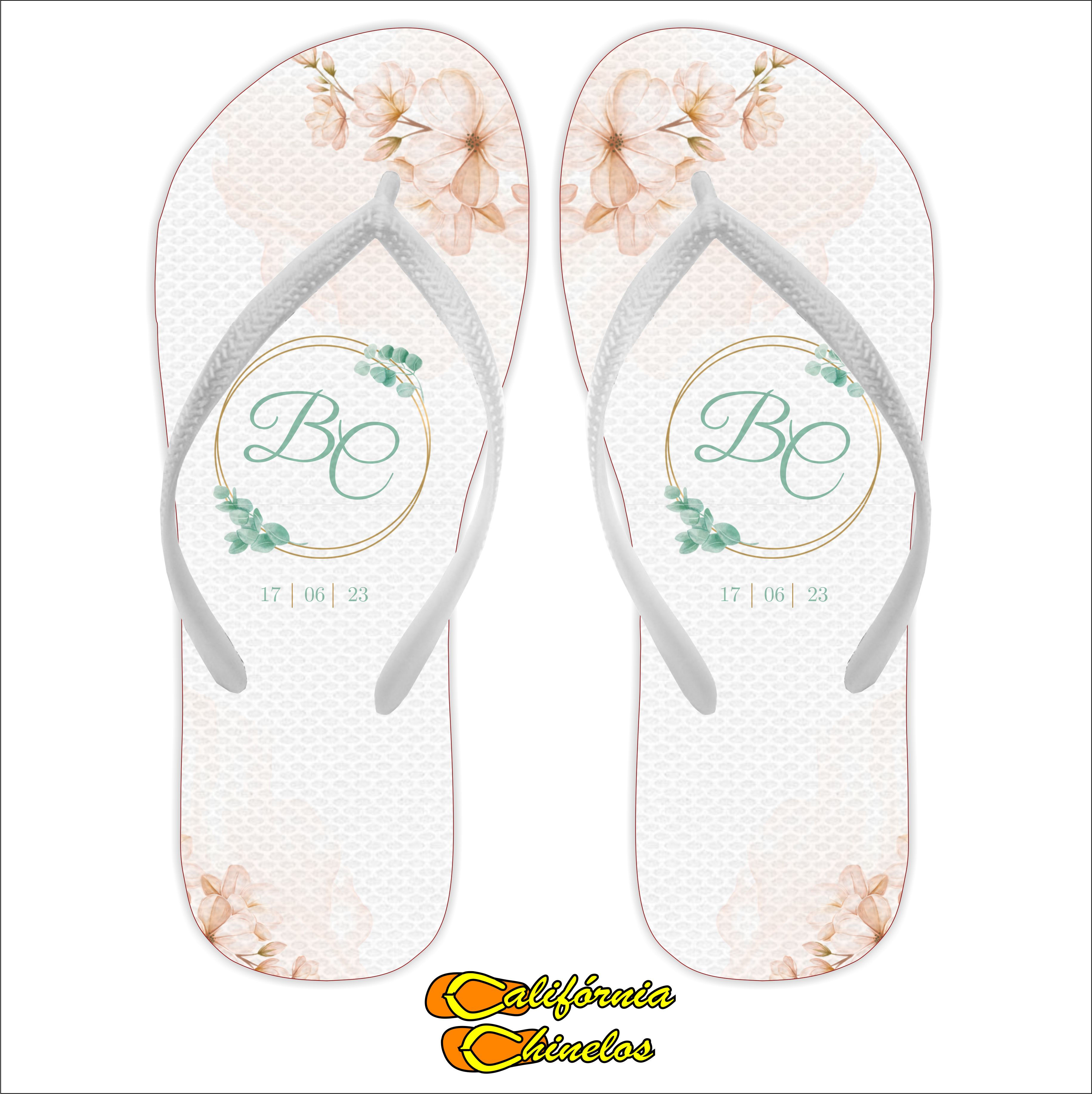 Chinelo Personalizado para Casamento Rosa Claro