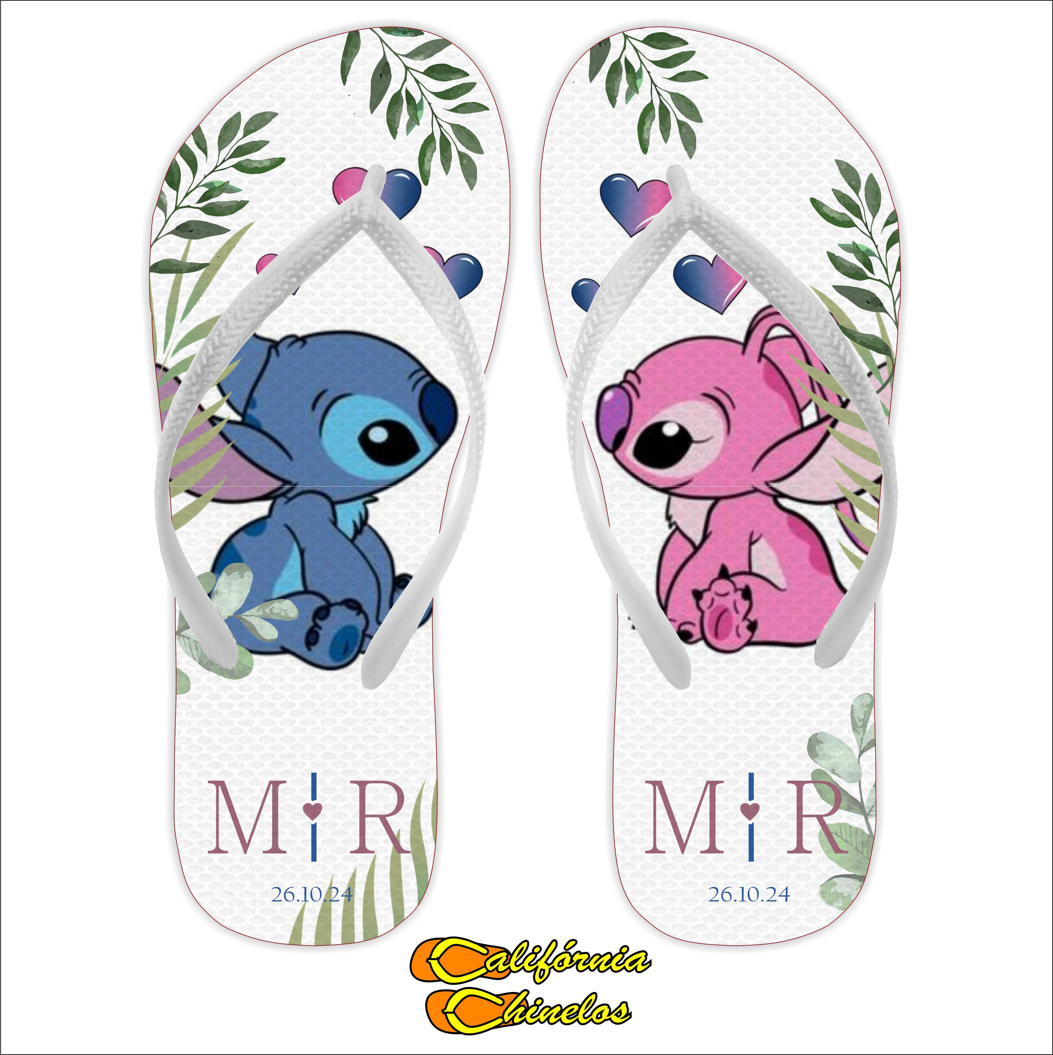 Chinelo Personalizado para Casamento Stitch