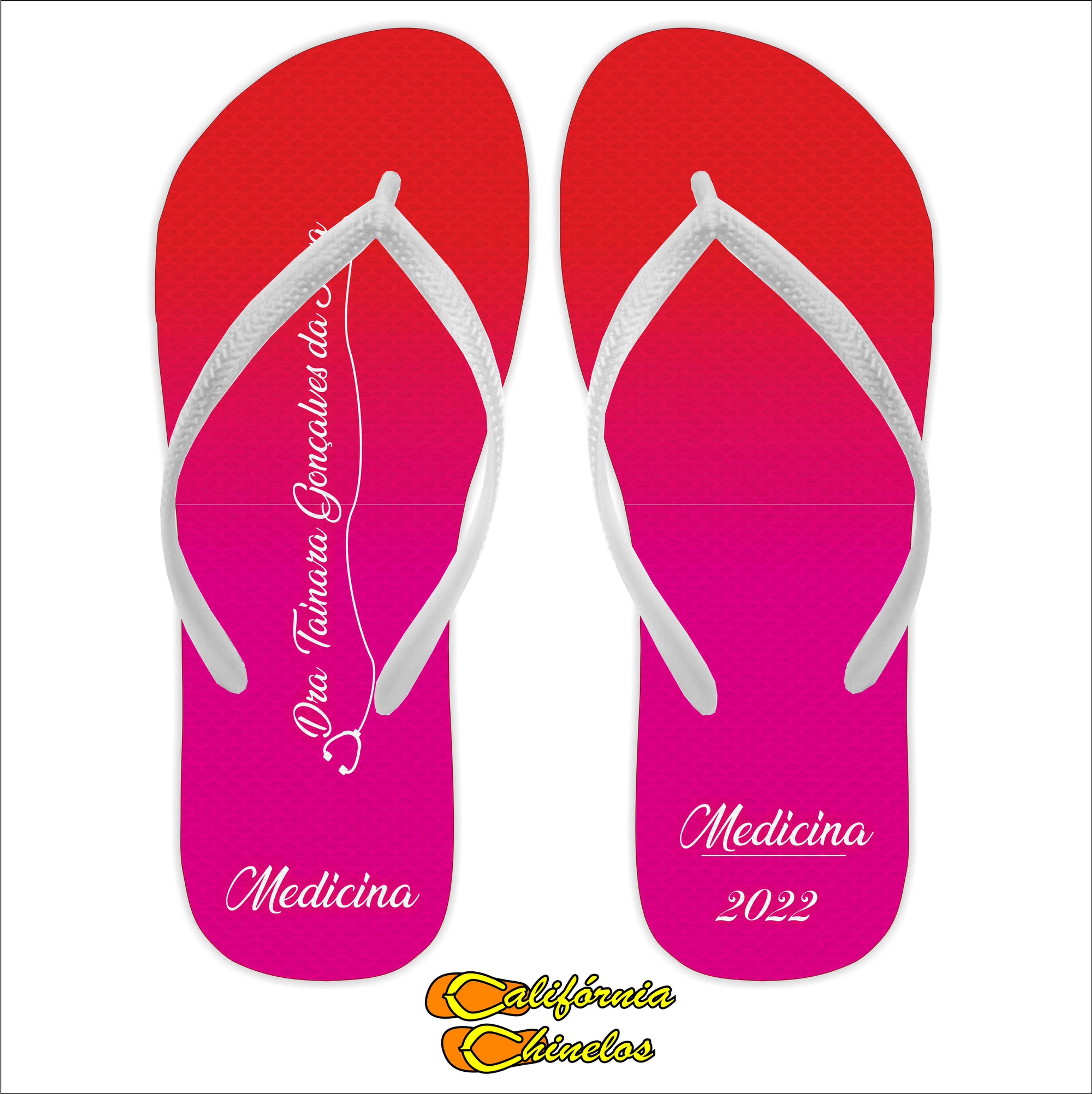 Chinelo Personalizado para Formatura Pink e Vermelho Degrade