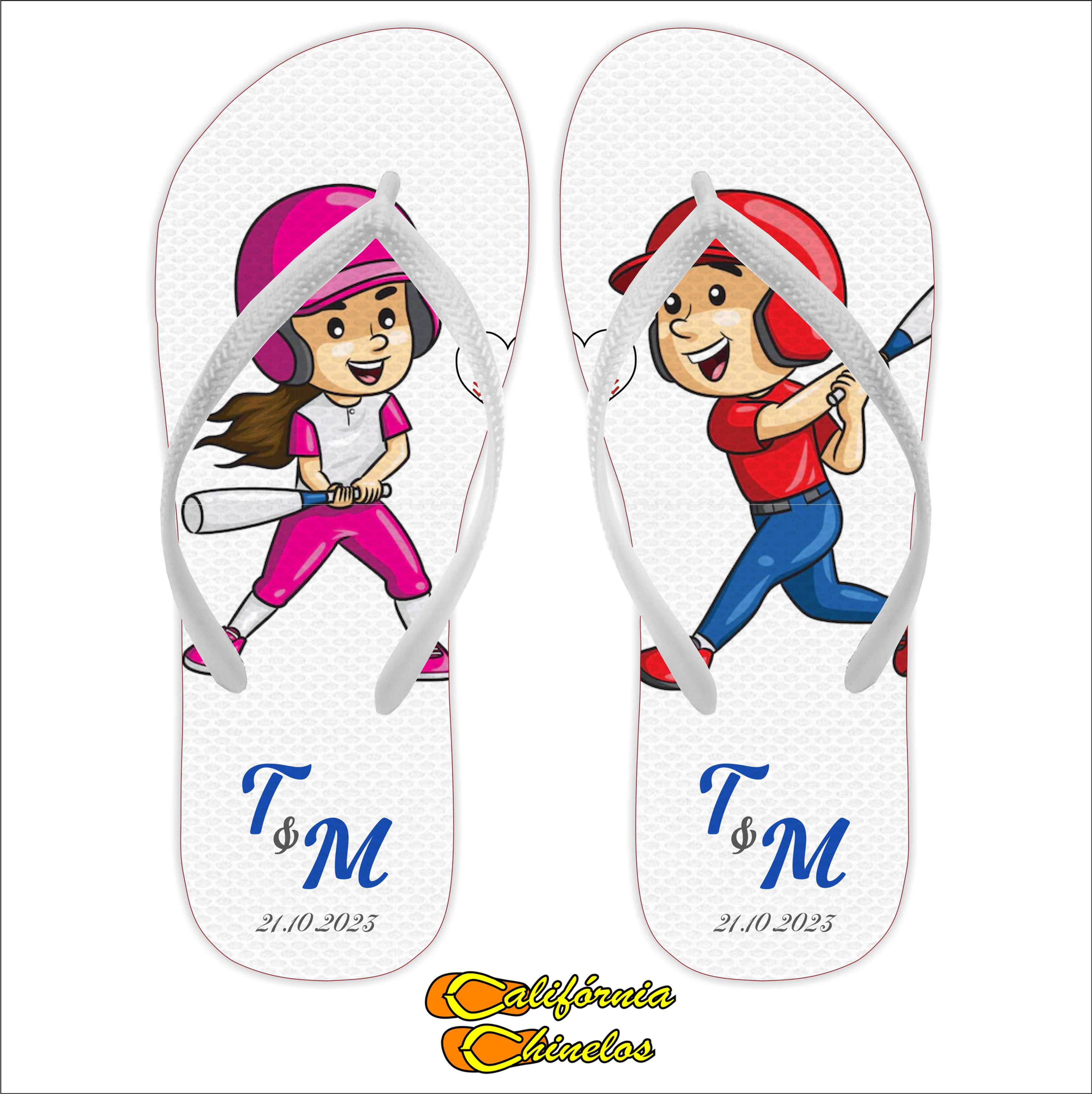 Chinelo Personalizado para Casamento TennisBall