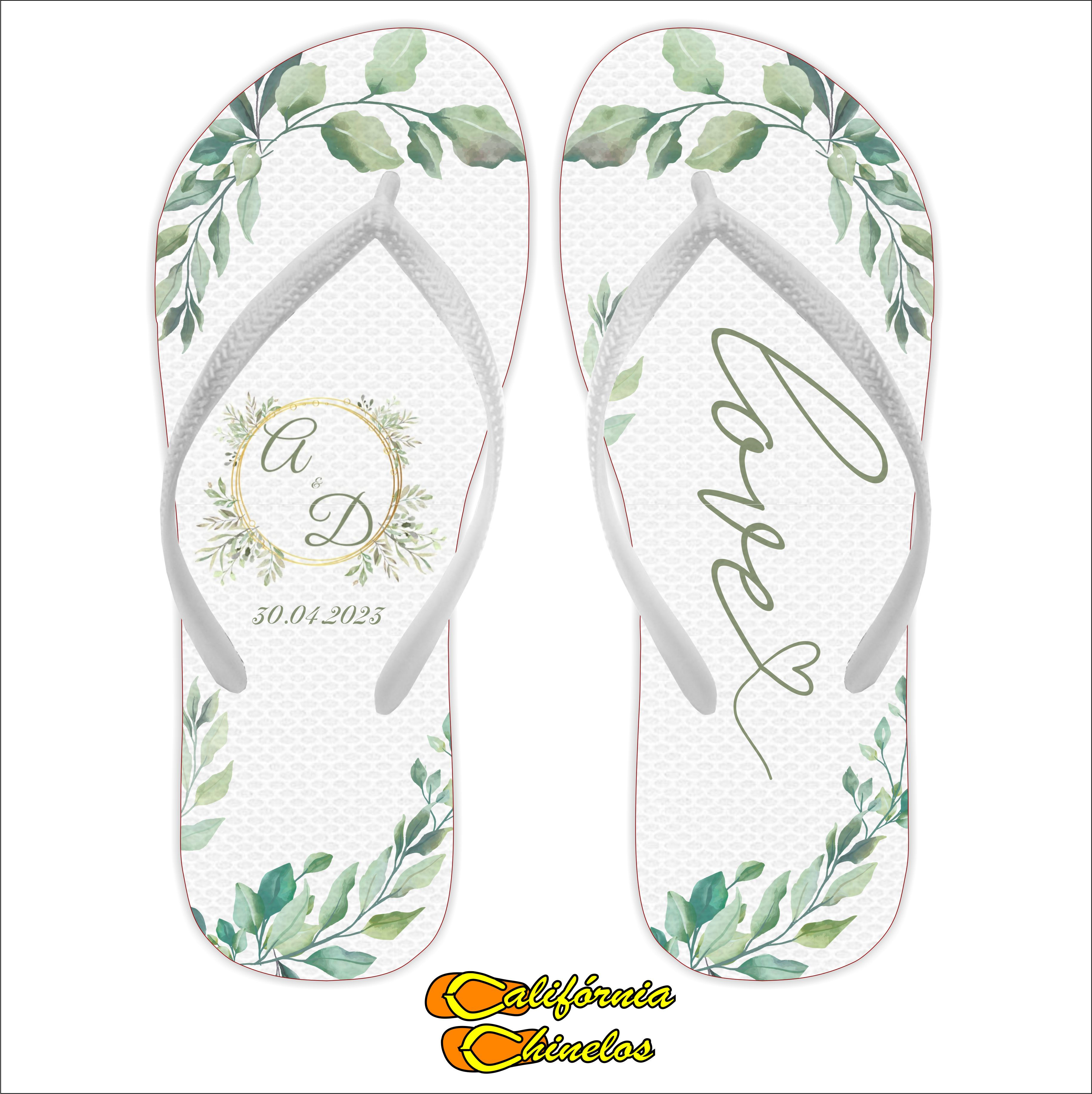 Chinelo Personalizado para Casamento Love Verde