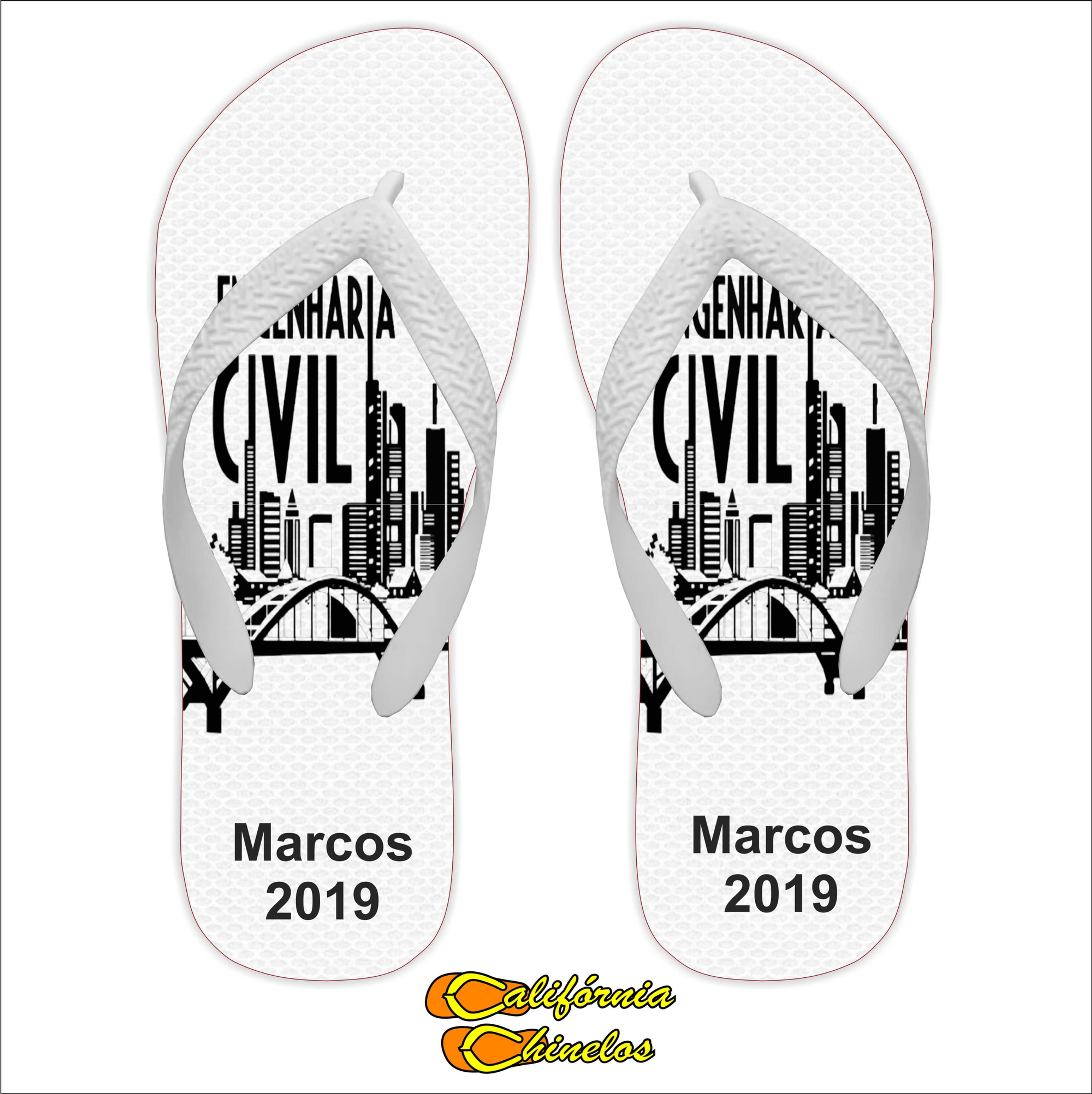 Chinelo Personalizado para Formatura de Engenharia Civil