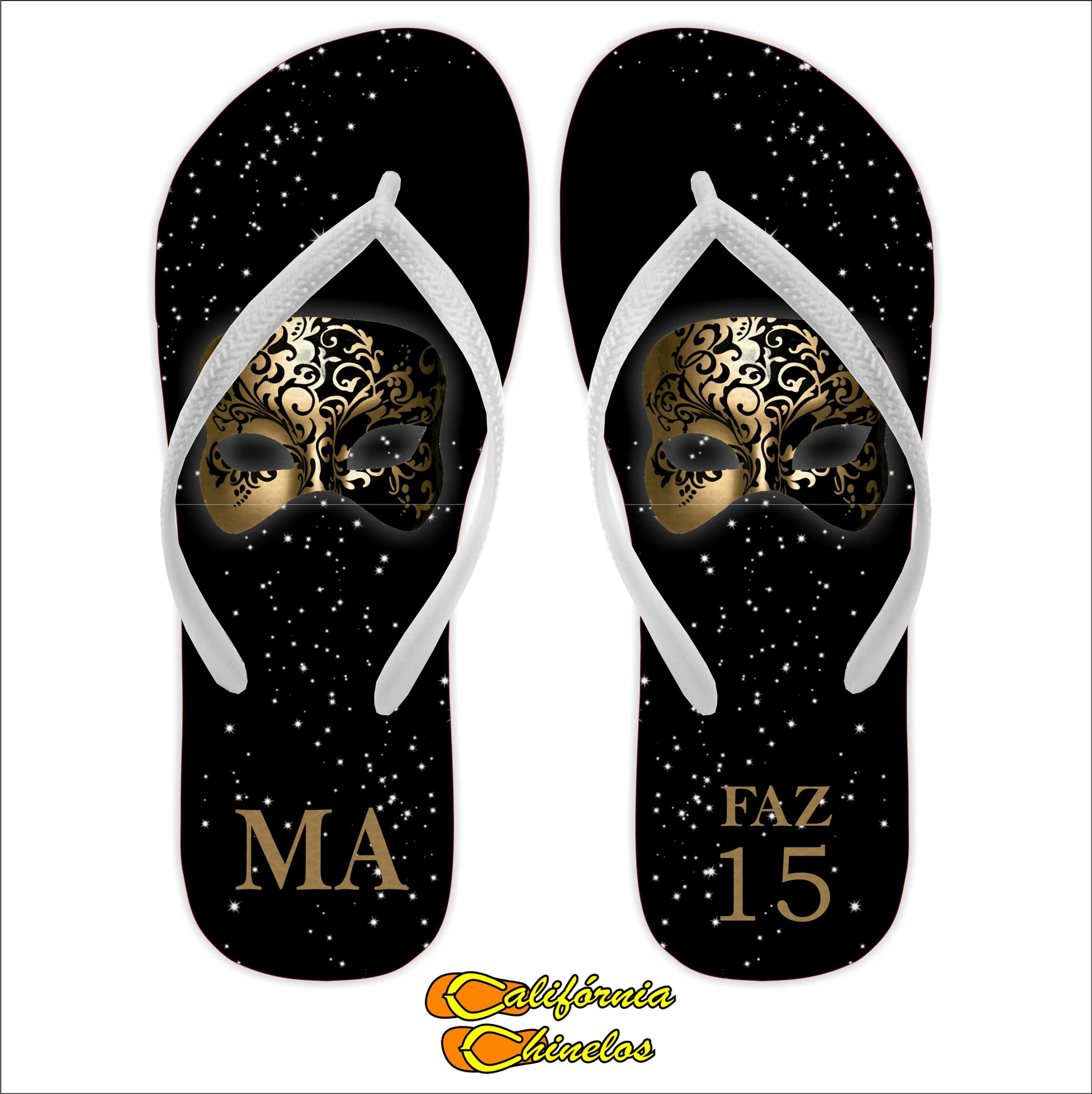 Chinelo Personalizado para Debutante Baile de Mascaras