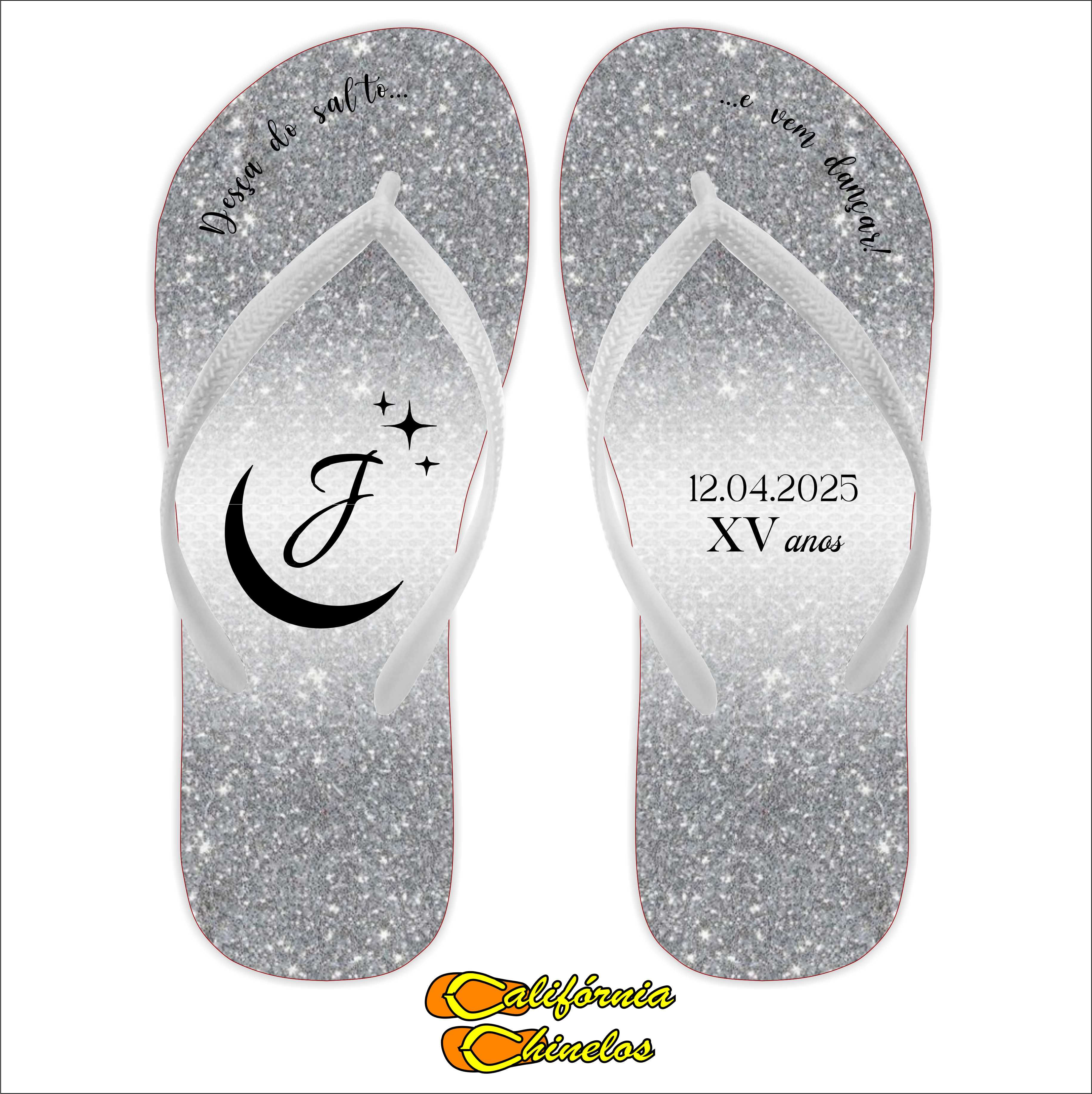 CHINELO PARA DEBUTANTE GLITTER PRATA