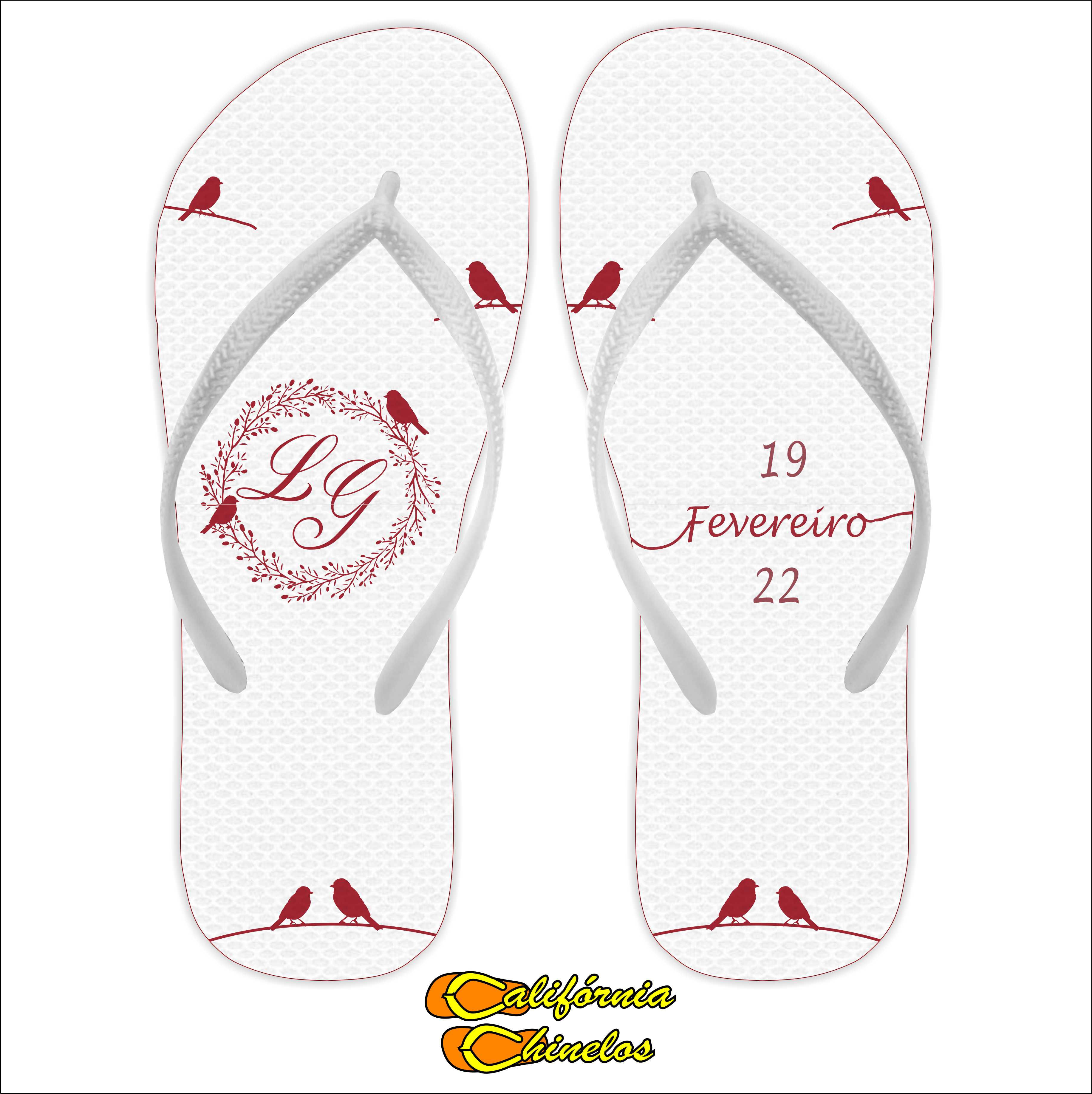 Chinelo Personalizado para Casamento Passarinhos