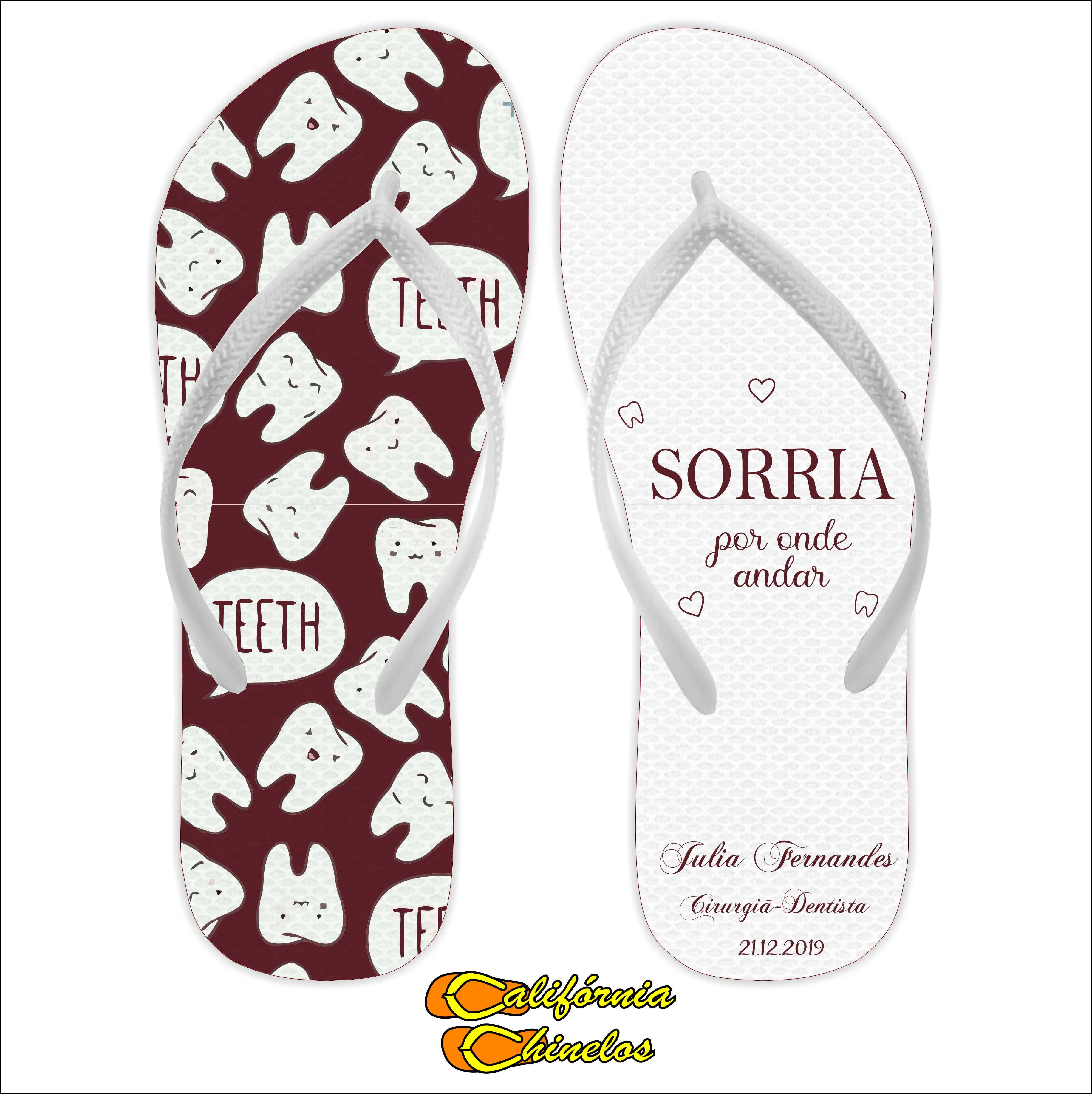 Chinelo Personalizado para Formatura de Odontologia