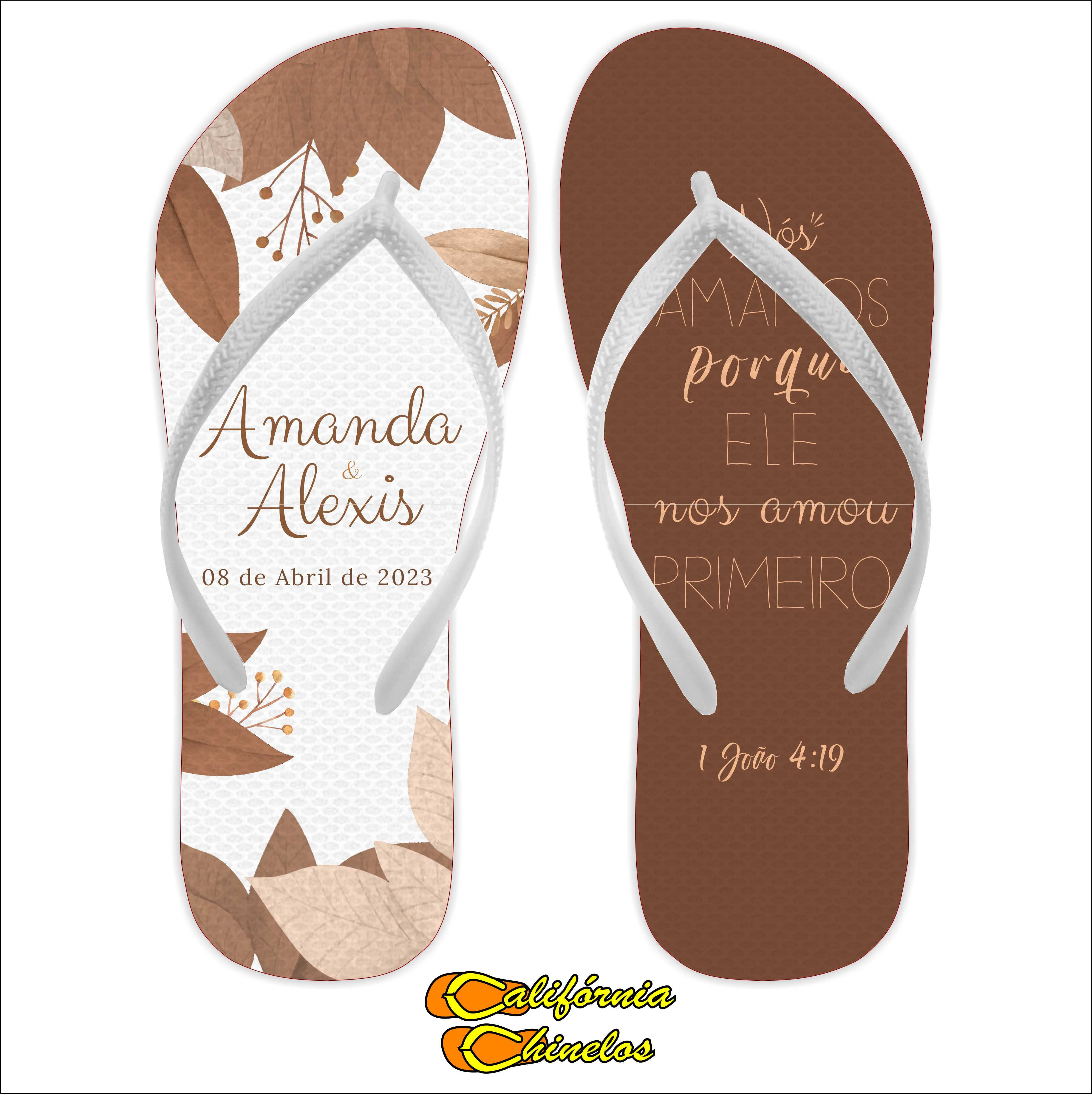 Chinelo Personalizado para Casamento Terracota