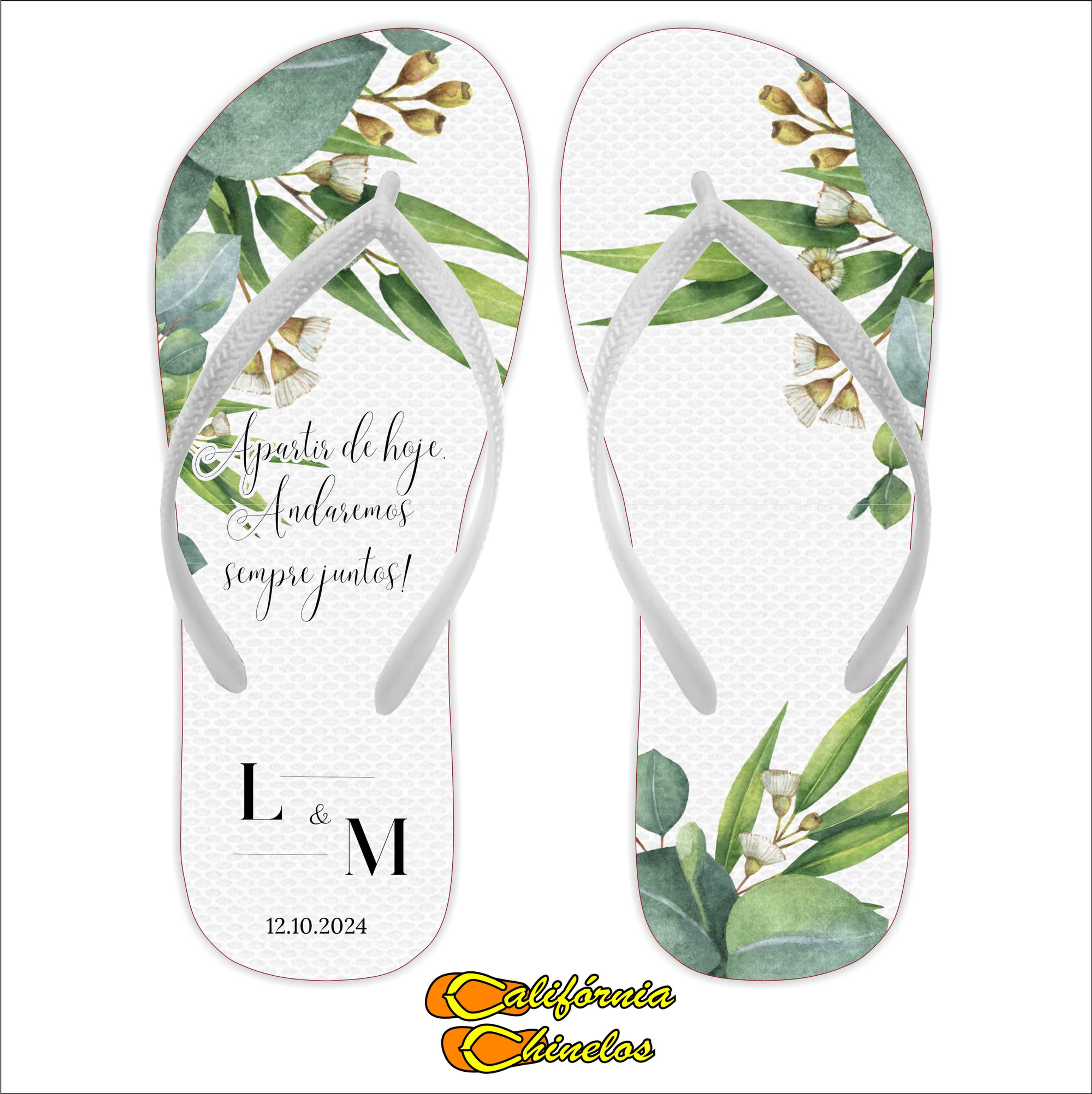 Chinelo Personalizado para Casamento de Folhas