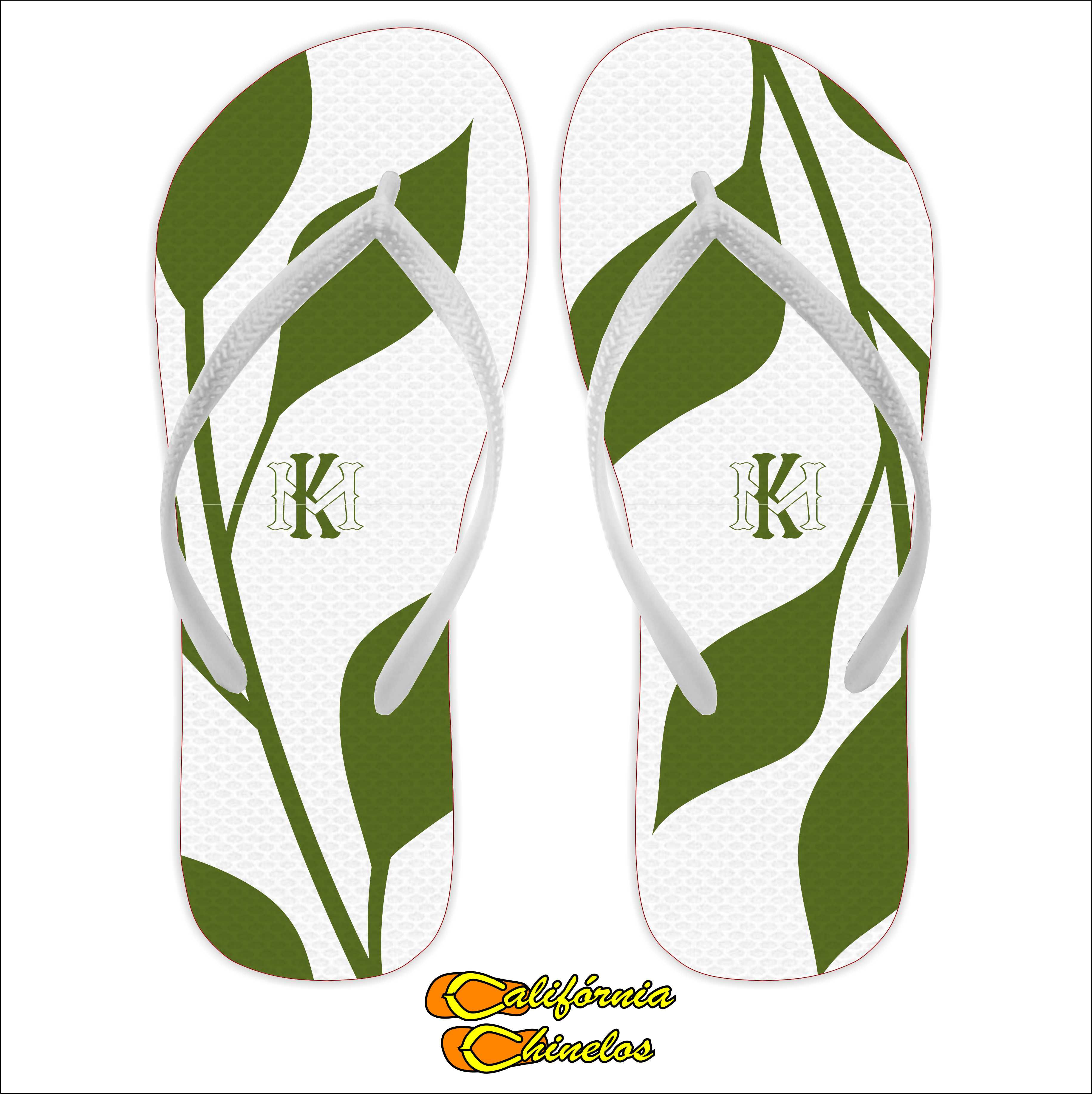 CHINELO PARA CASAMENTO VERDE FOLHAS