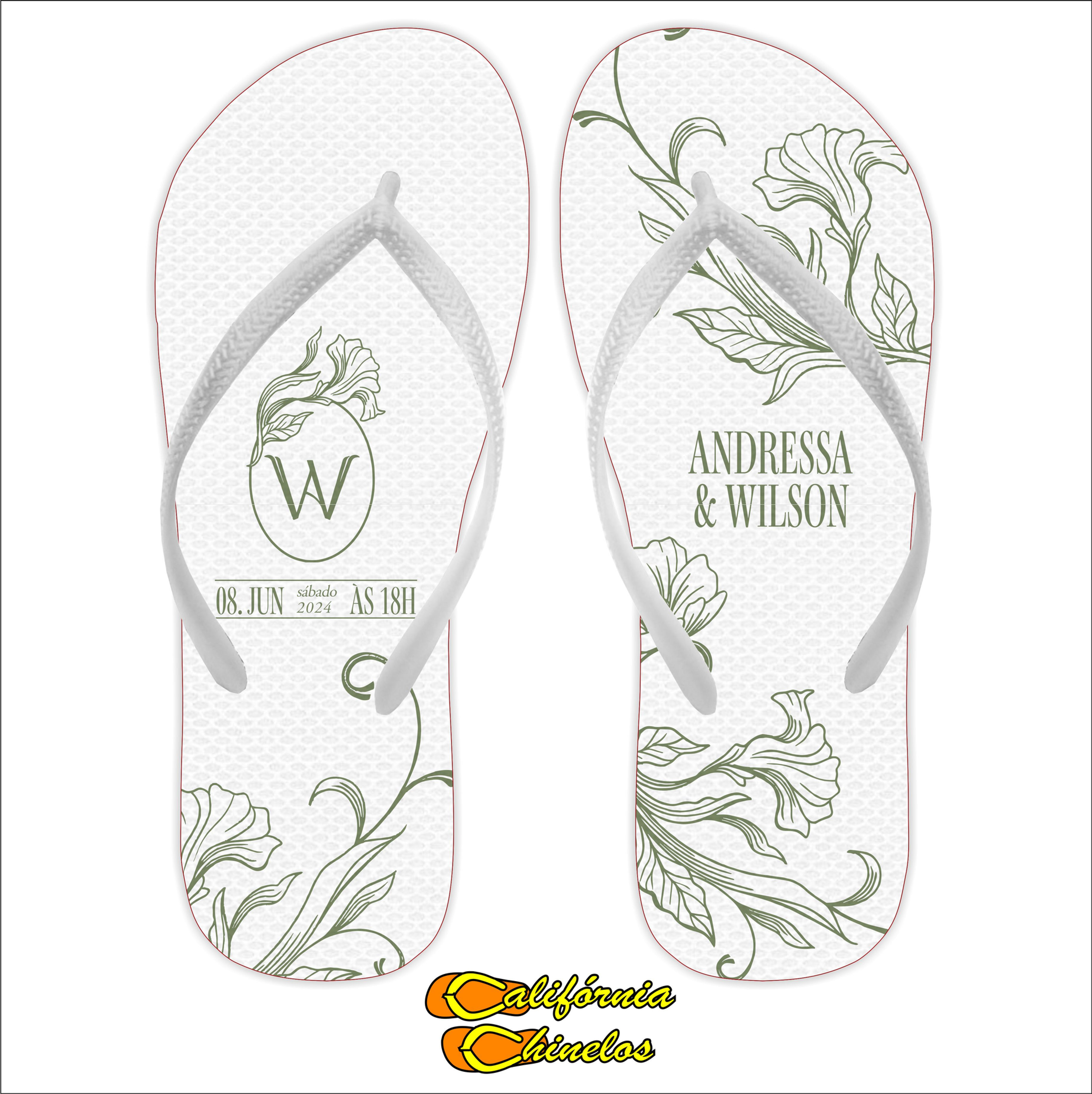 CHINELO PARA CASAMENTO TRAÇOS VERDE