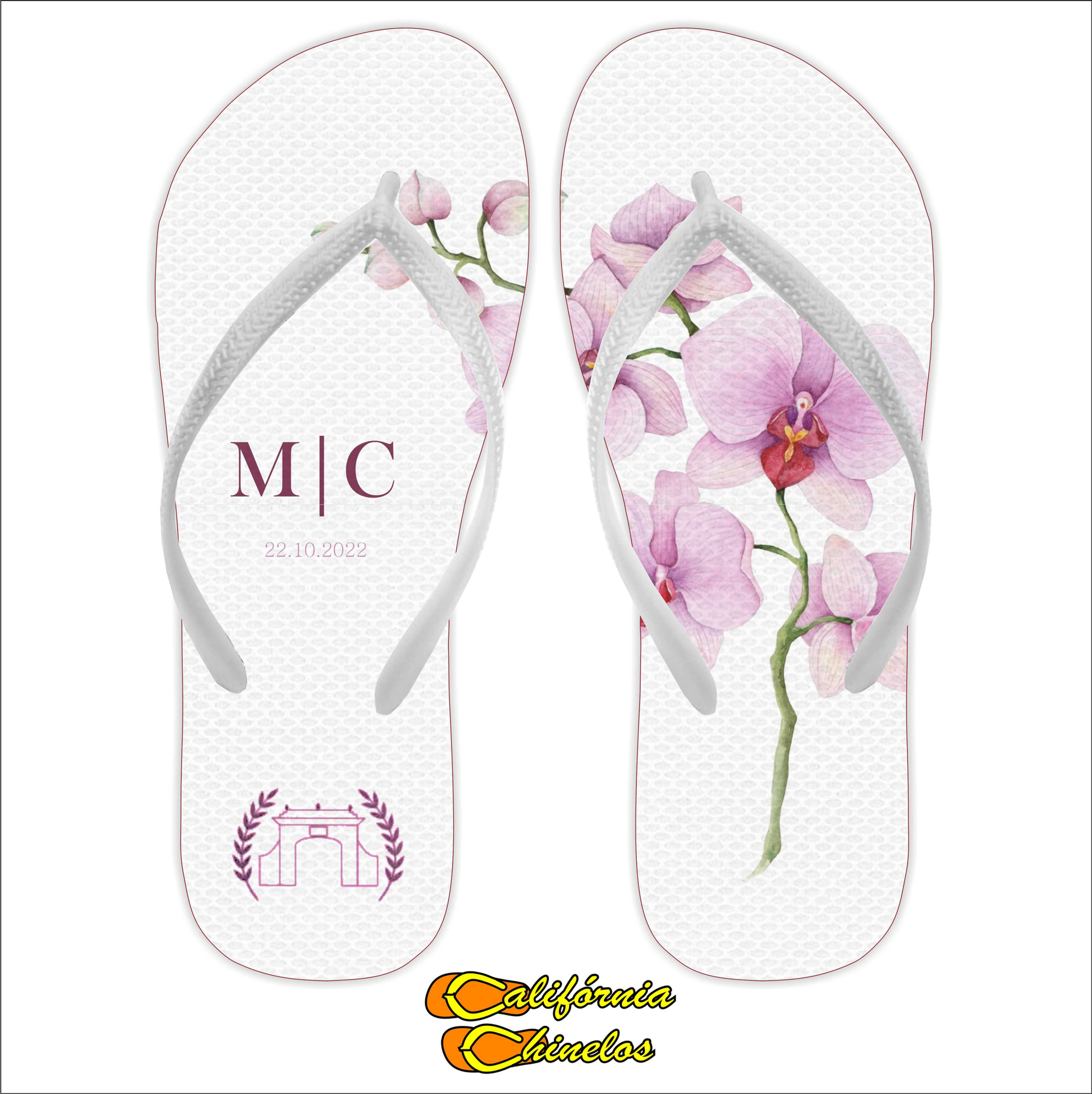Chinelo Personalizado para Casamento Orquidea
