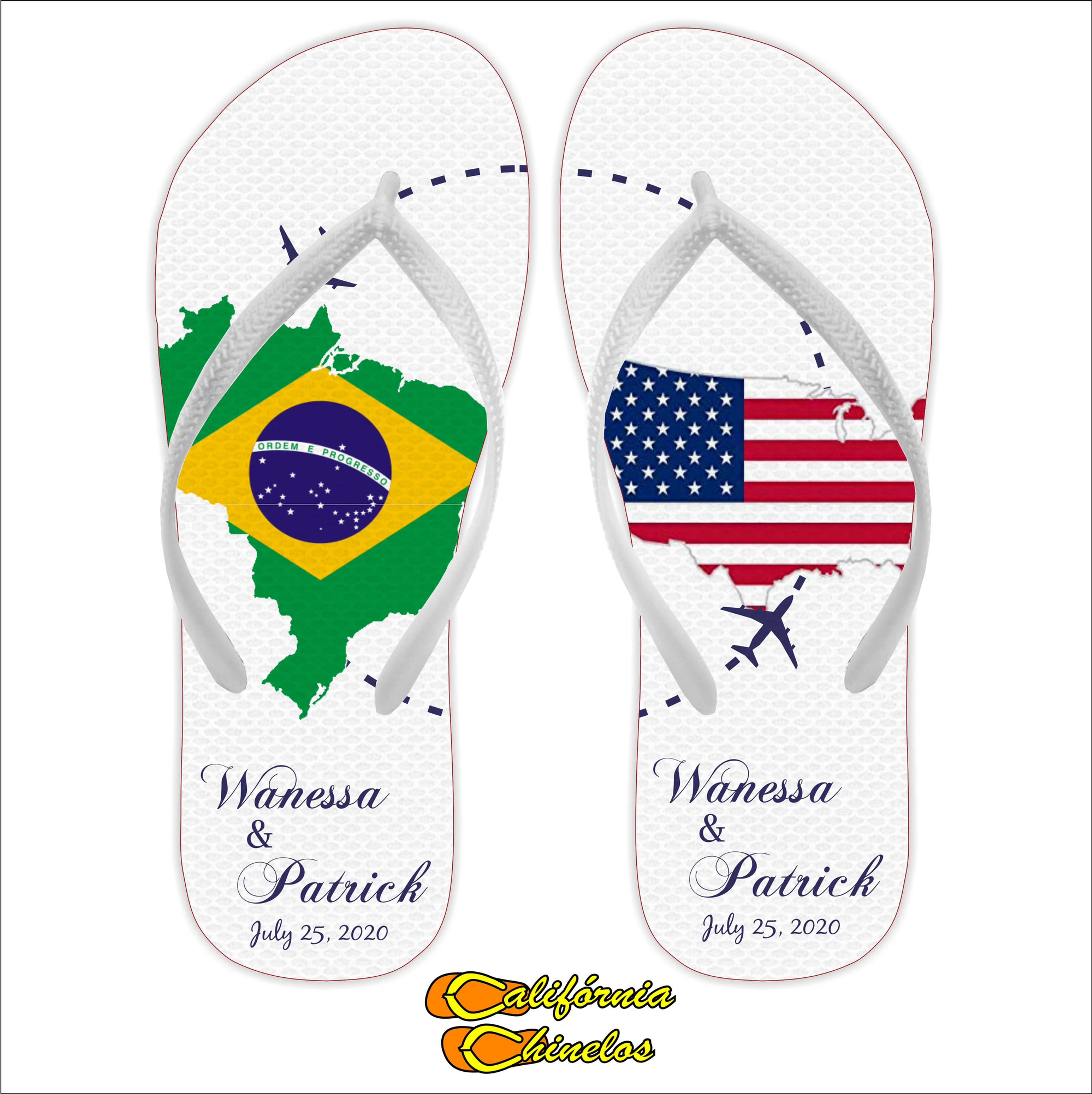 Chinelo Personalizado para Casamento Brasil e Estados Unidos