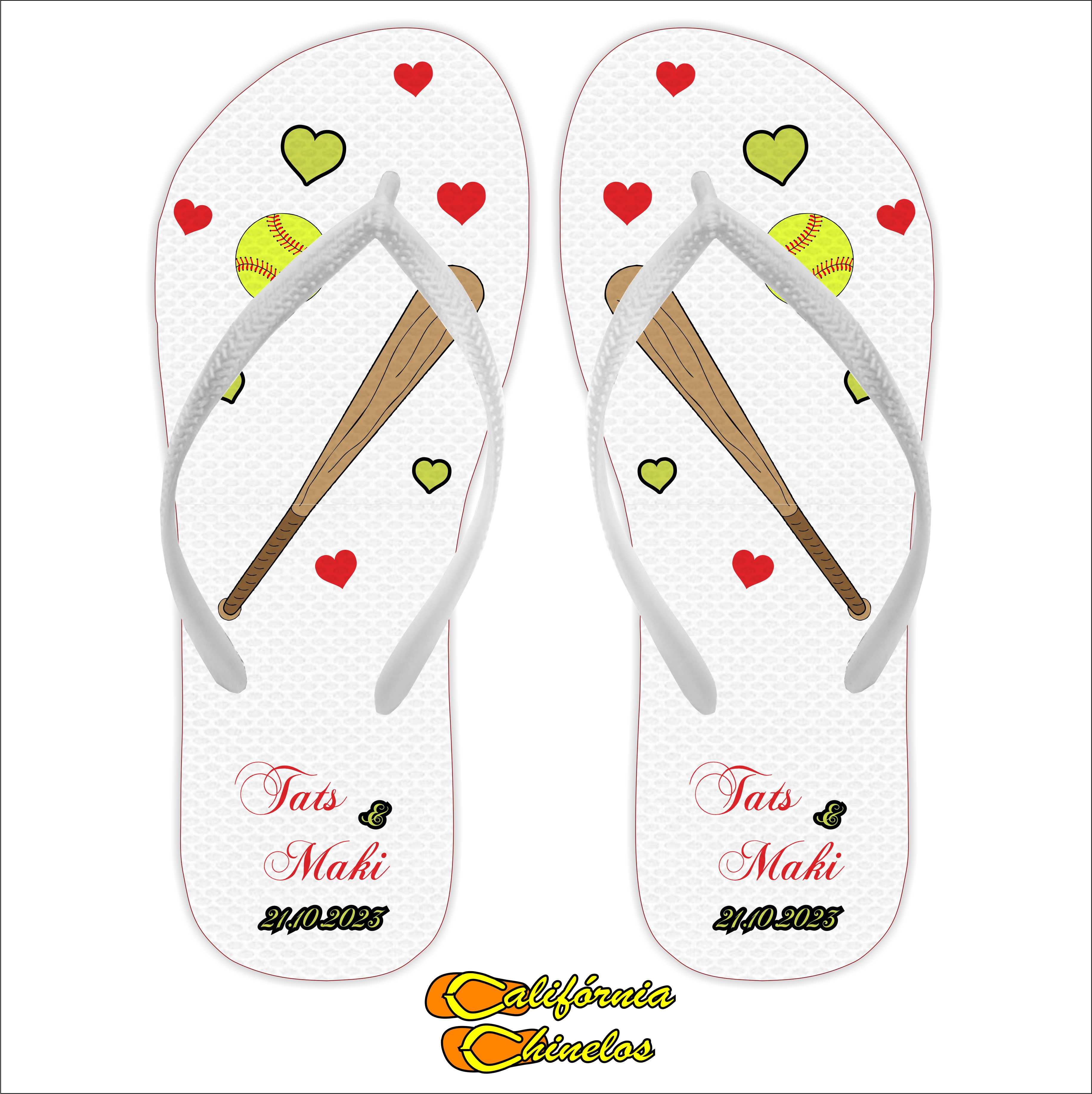 Chinelo Personalizado para Casamento Jogo de Tenis