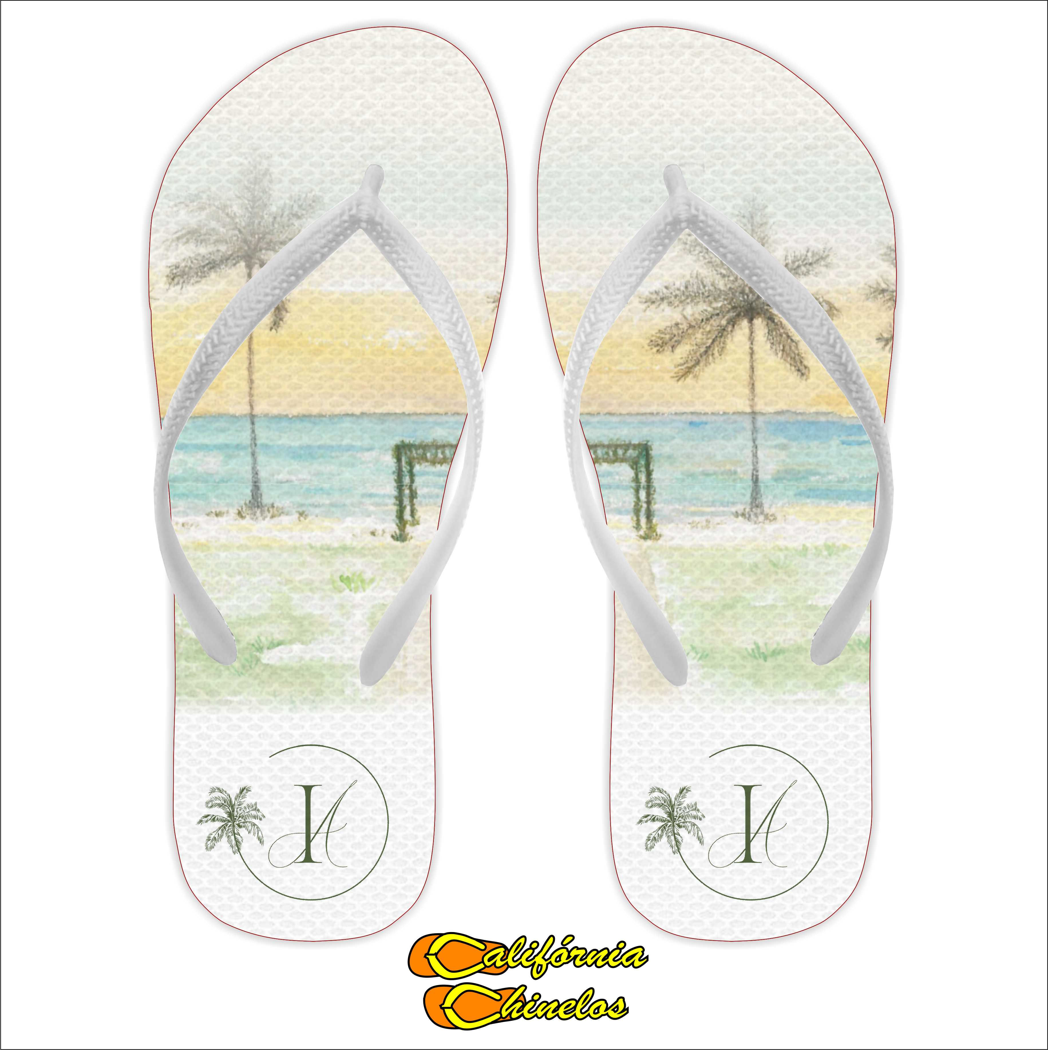 CHINELO PARA CASAMENTO AQUARELA PRAIA