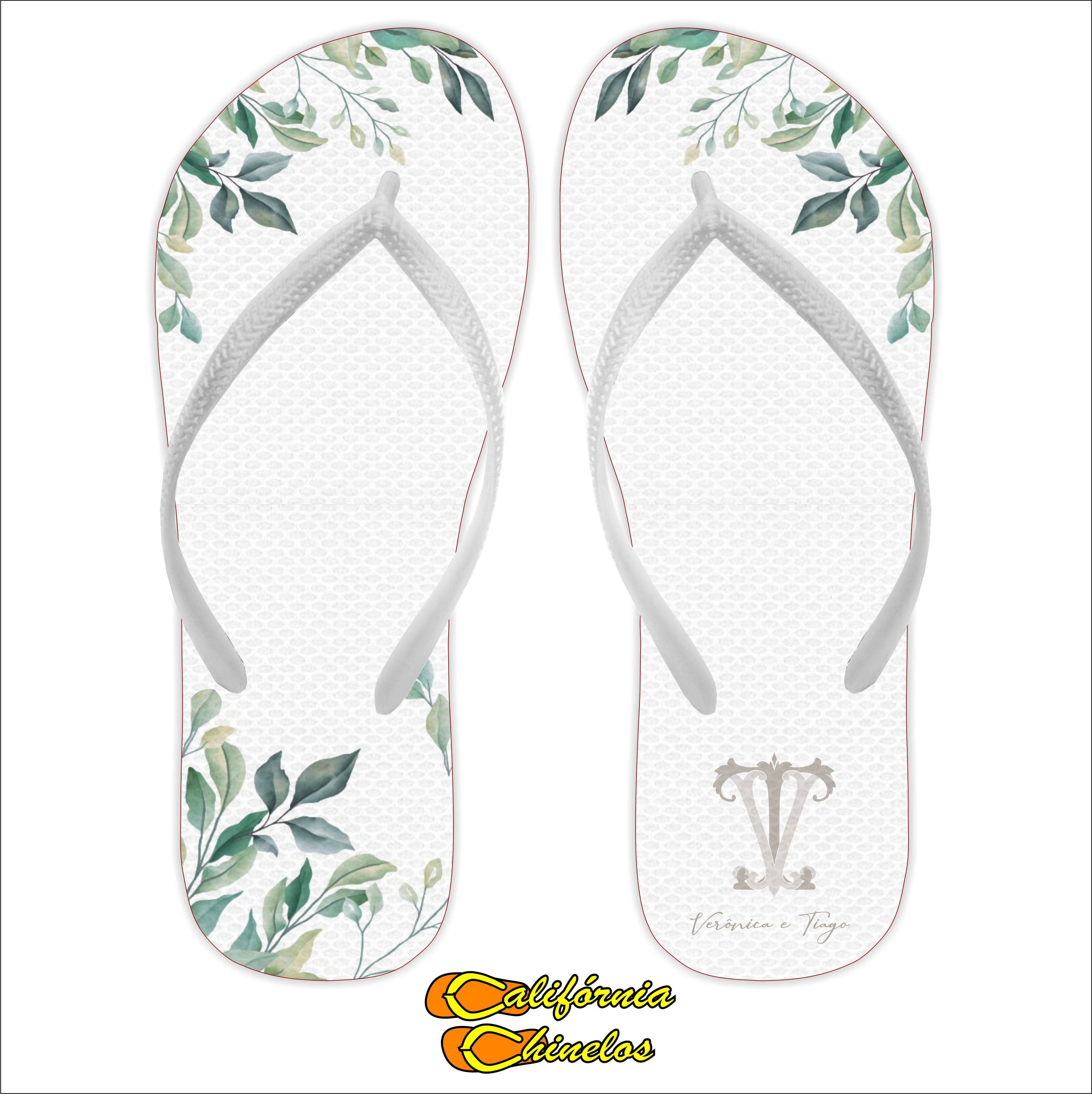 Chinelo Personalizado para Casamento Folhas