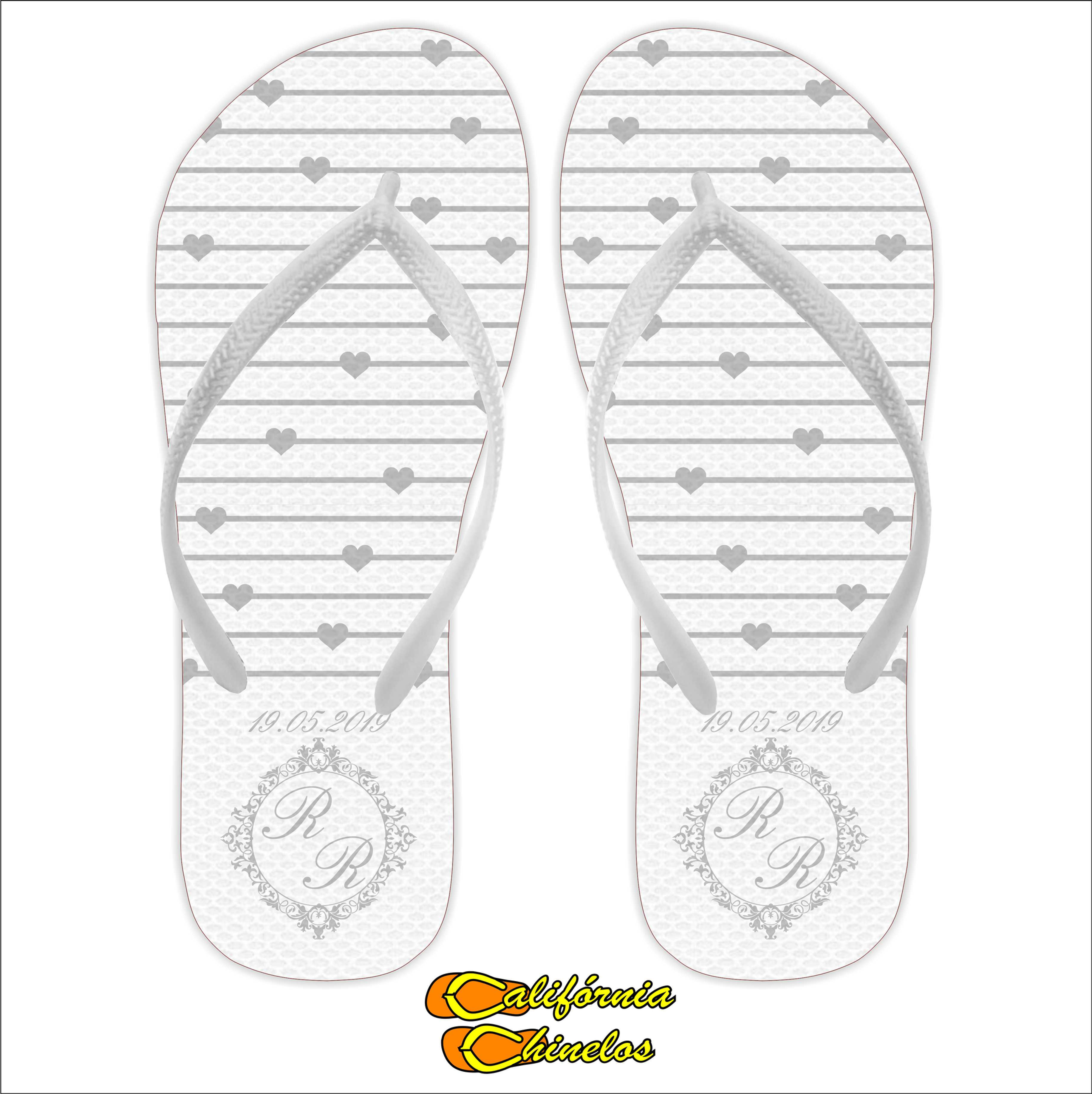 Chinelo Personalizado para Casamento Prata