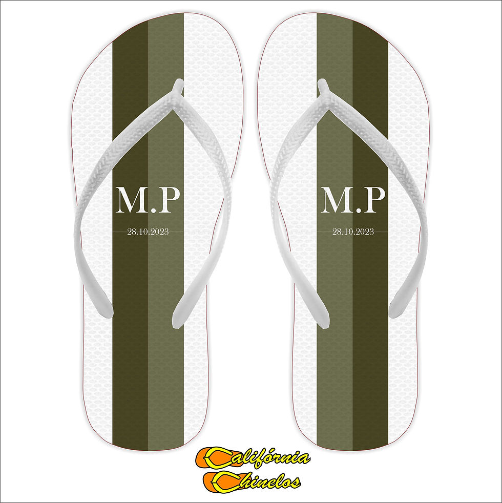 Chinelo Personalizado para Casamento Listas Verde