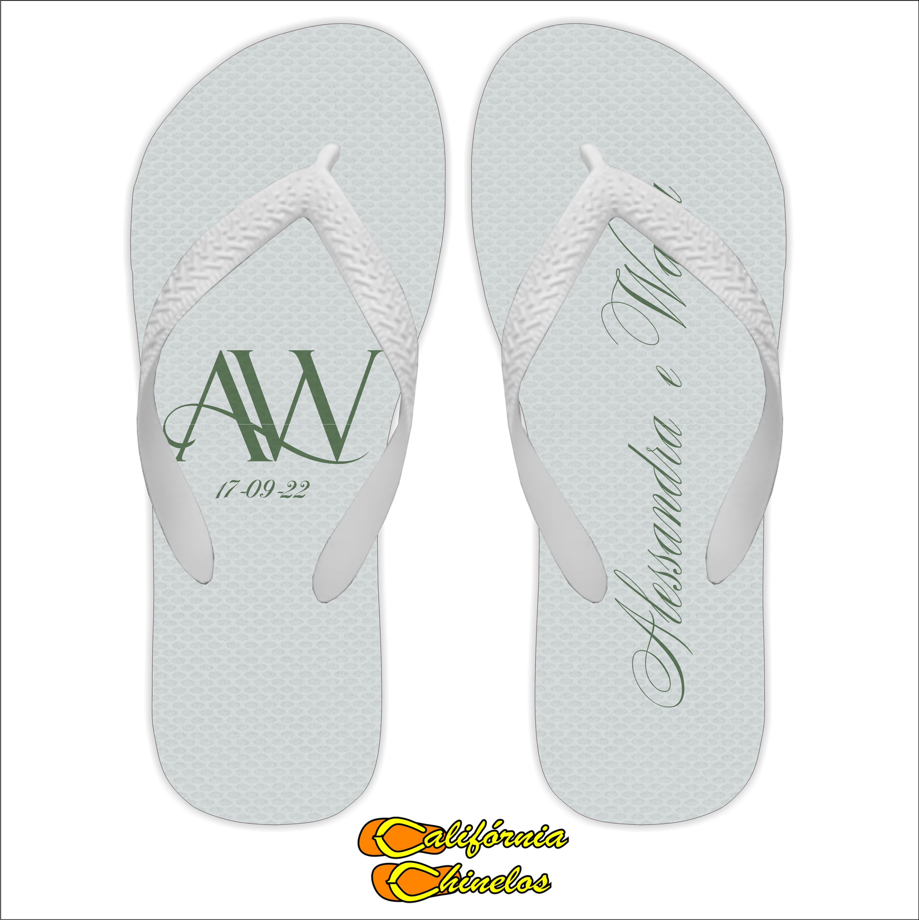 Chinelo Personalizado para Casamento Verde