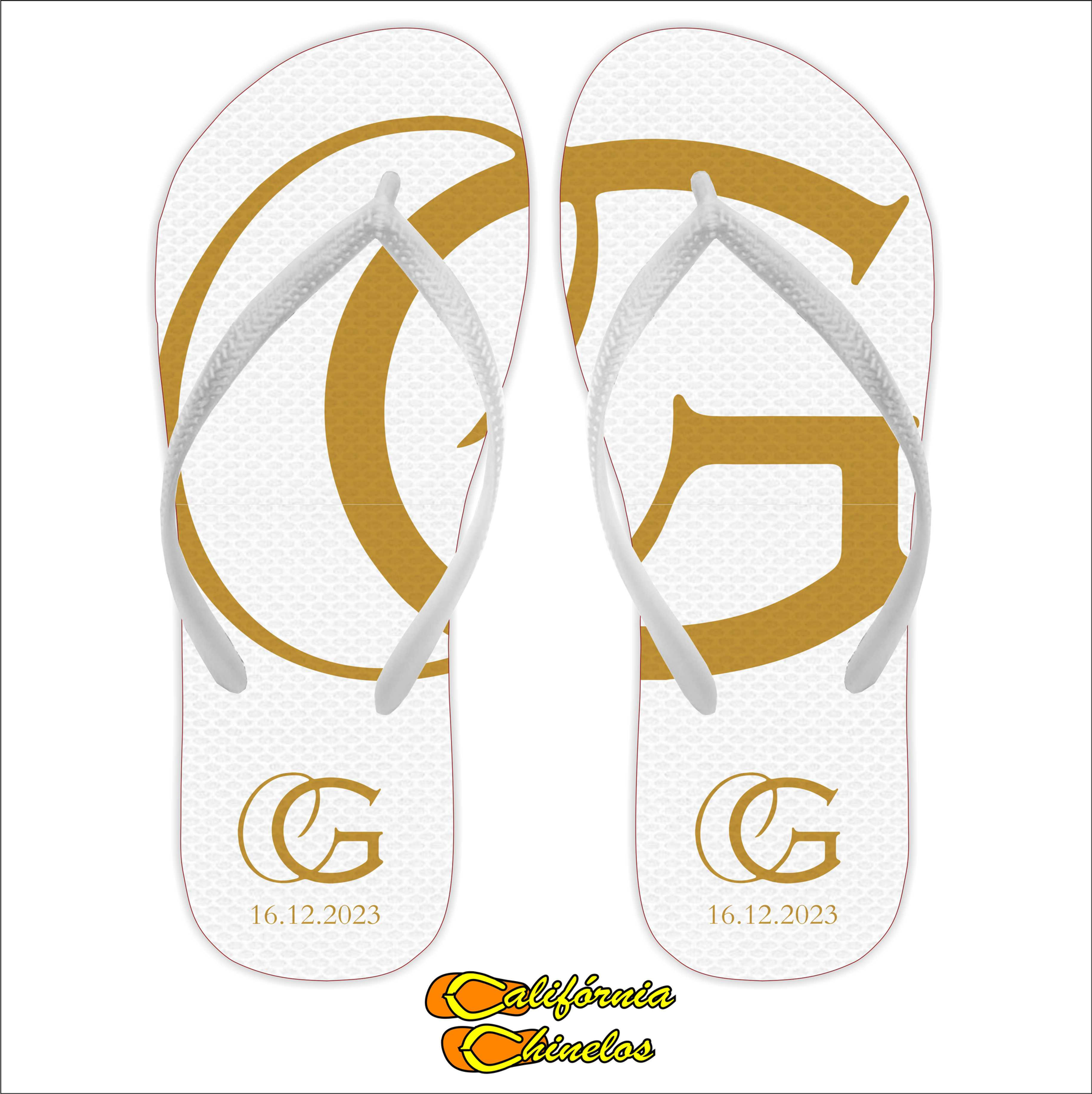 CHINELO PARA CASAMENTO INICIAIS DOURADO
