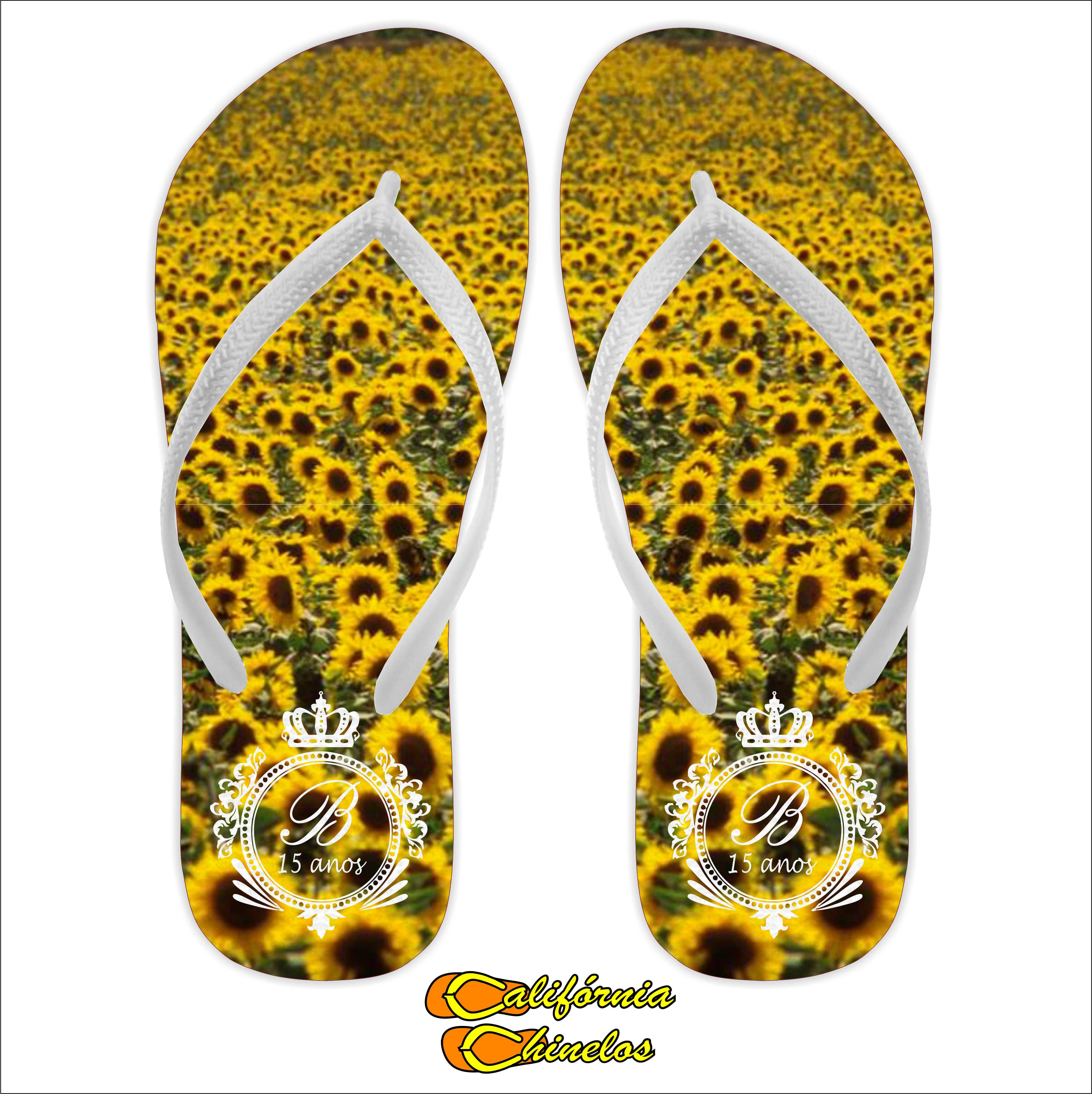 Chinelo Personalizado para Debutante Campo de Girassol
