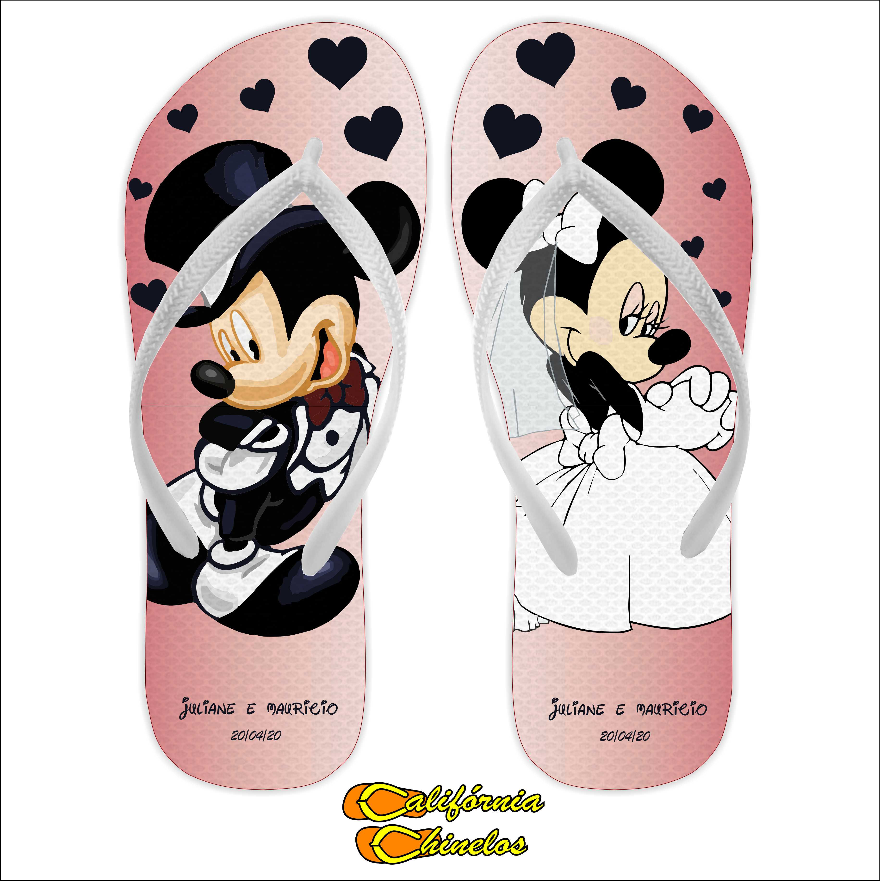 Chinelo Personalizado para Casamento Mickey e Minnie