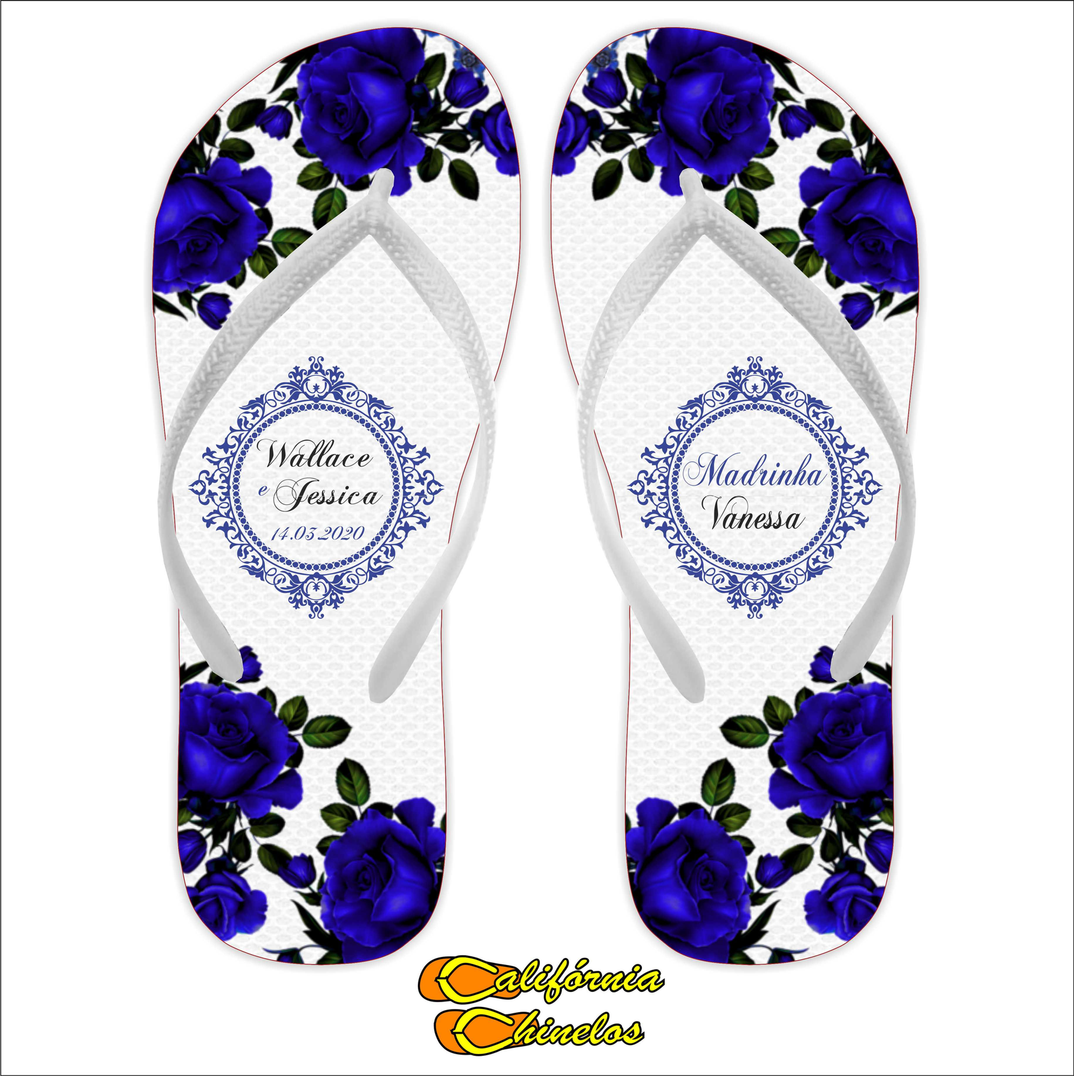 Chinelo Personalizado para Casamento Azul Madrinha
