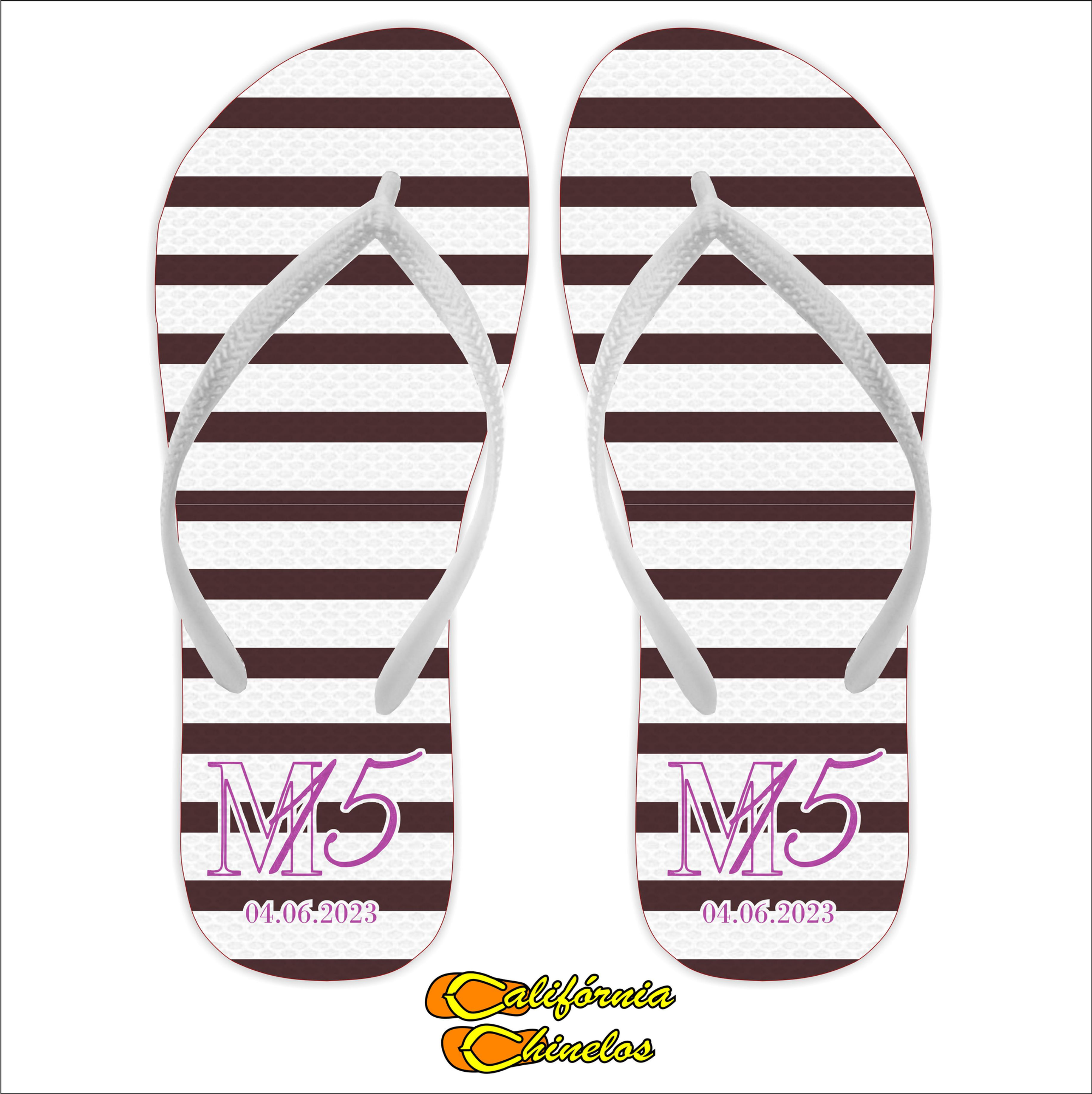 Chinelo Personalizado para Debutante Listrado