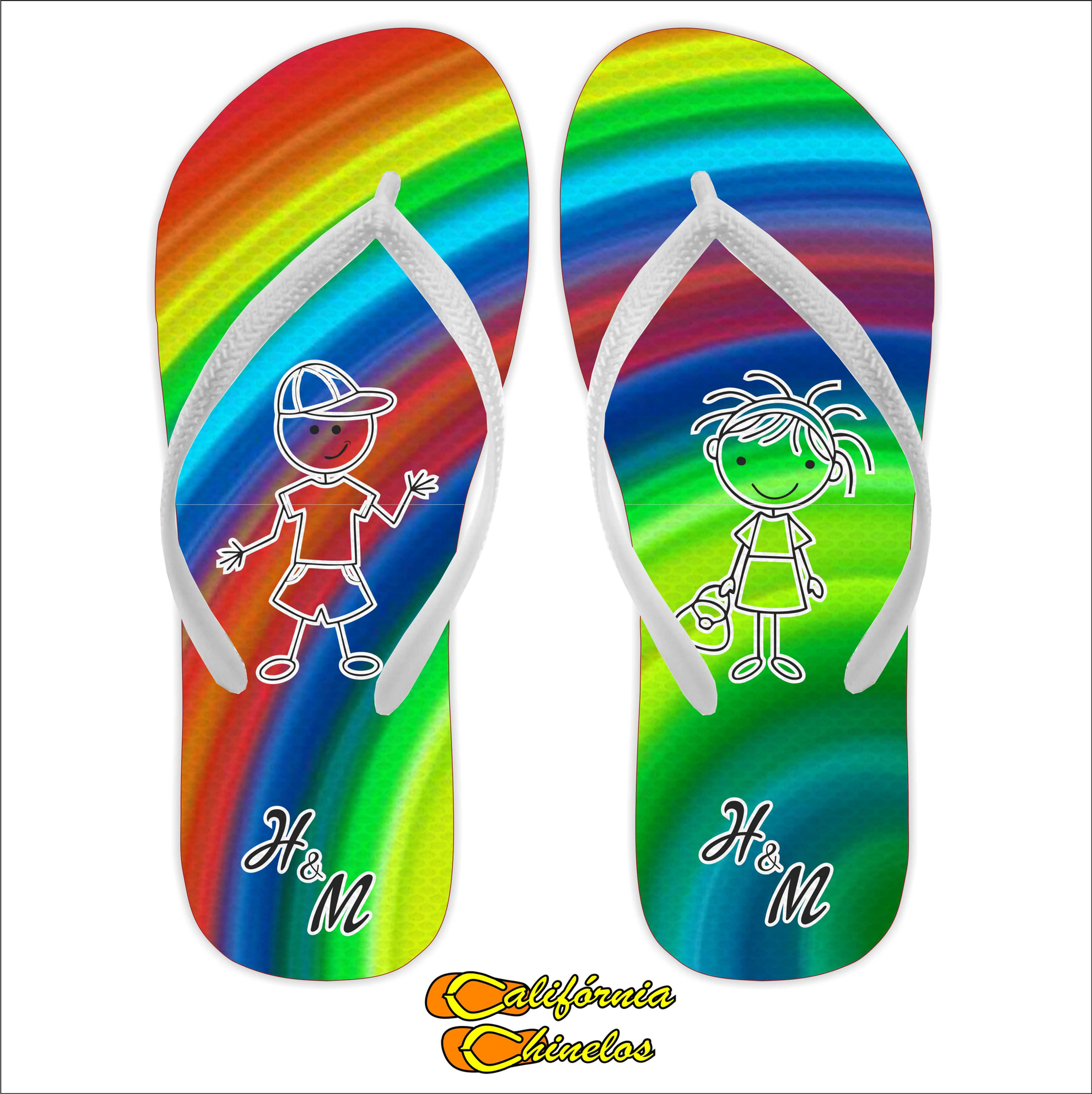 Chinelo Personalizado Aniversario Arco Iris