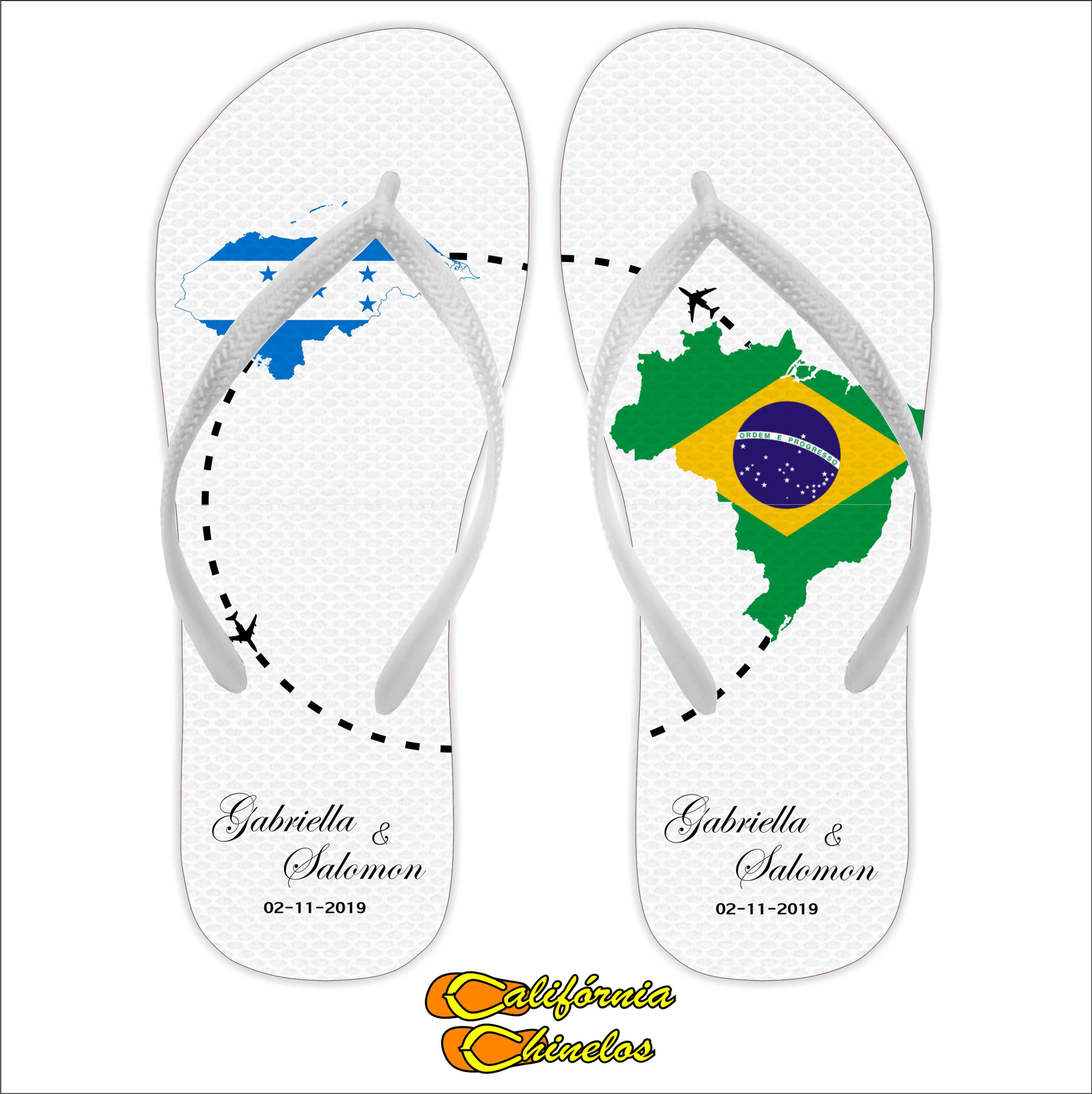 Chinelo Personalizado para Casamento Brasil e Honduras